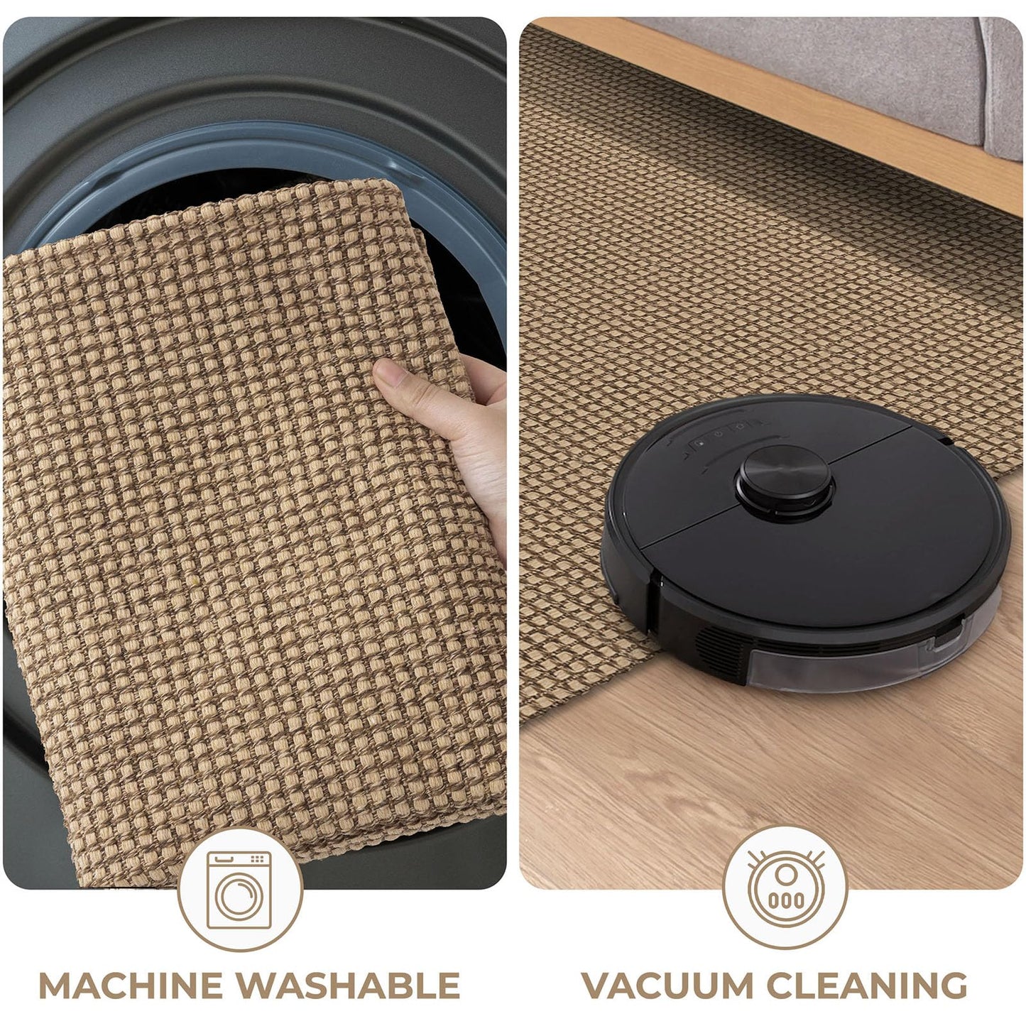 KOZYFLY Boho Runners for Hallways 2x6 ft Washable Kitchen Runner Non Slip Rubber Backed Hall Runners Cotton Entryway Runner Rugs Floor Carpet for Indoor Backdoor Bedroom Kitchen, Tan/Orange/Brown