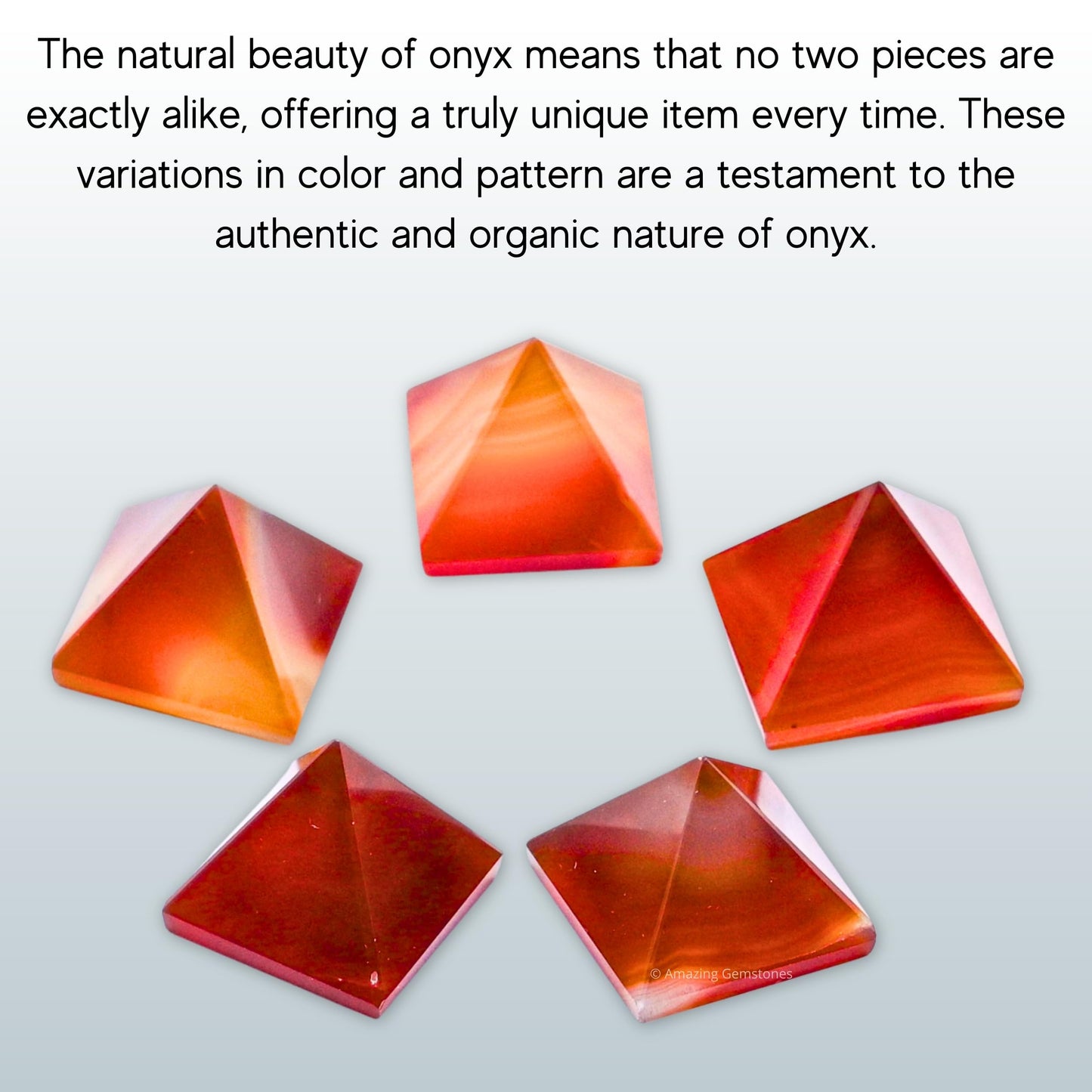 Amazing Gemstone Carnelian Onyx Pyramid Crystal Healing Stones - 1" Great Pyramid Figurine of Natural Stone Pyramid for Meditation, Reiki, Chakra Balancing and Crystal Pyramids Grid