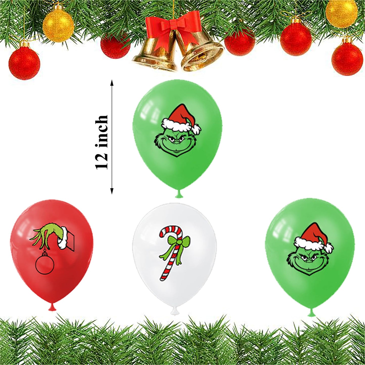33pcs Christmas Balloons Decoration Set,Xmas Theme Party Balloons Decorations,Red Green Balloons,Christmas Banners,Card Placement Kit
