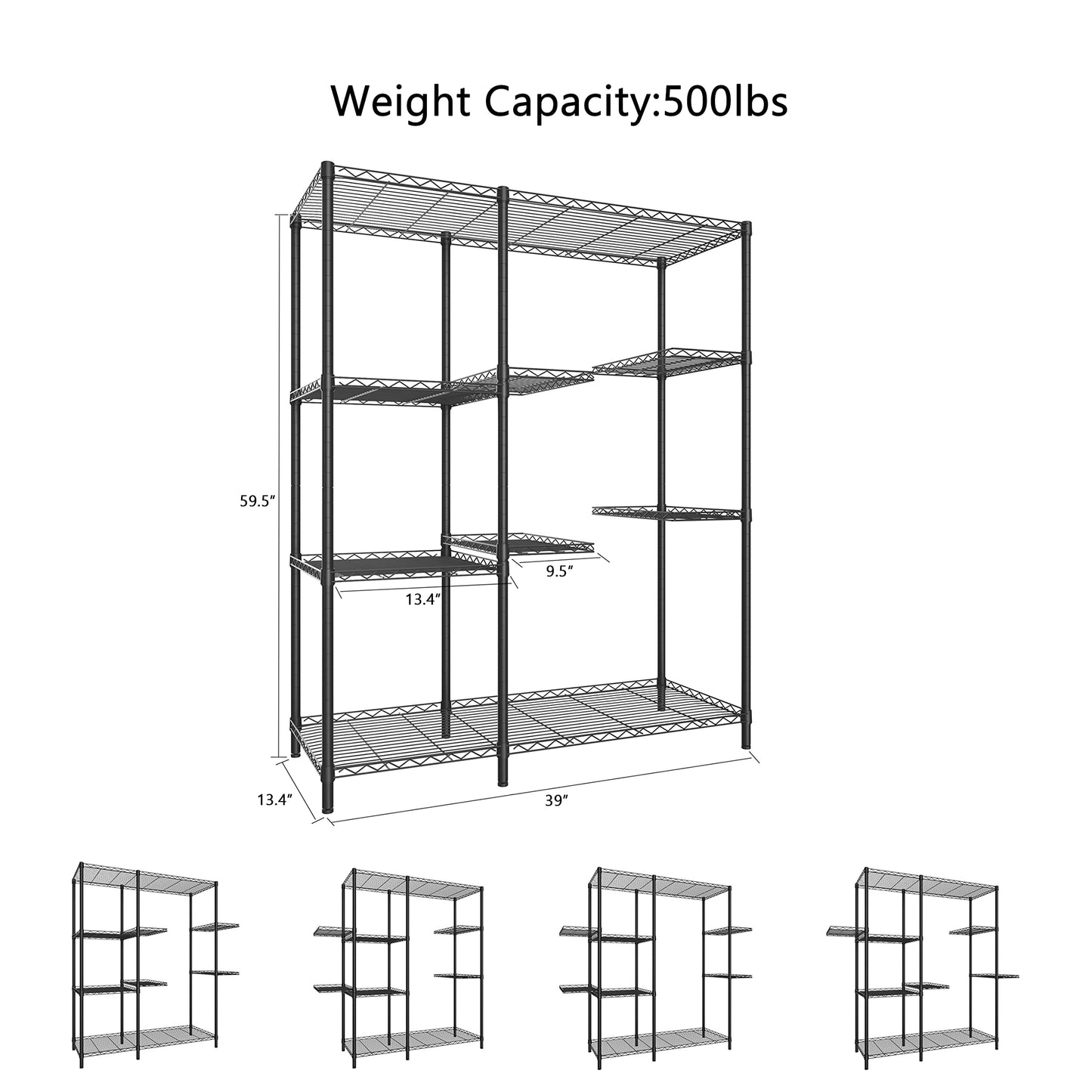Xiofio 8-Tier Plant Stand for Indoor Outdoor, Large Plant Shelf Rack, Plant Stand Indoor Multiple,Adjustable Flower Stand for Bedroom, Living Room, Balcony, Garden, Black
