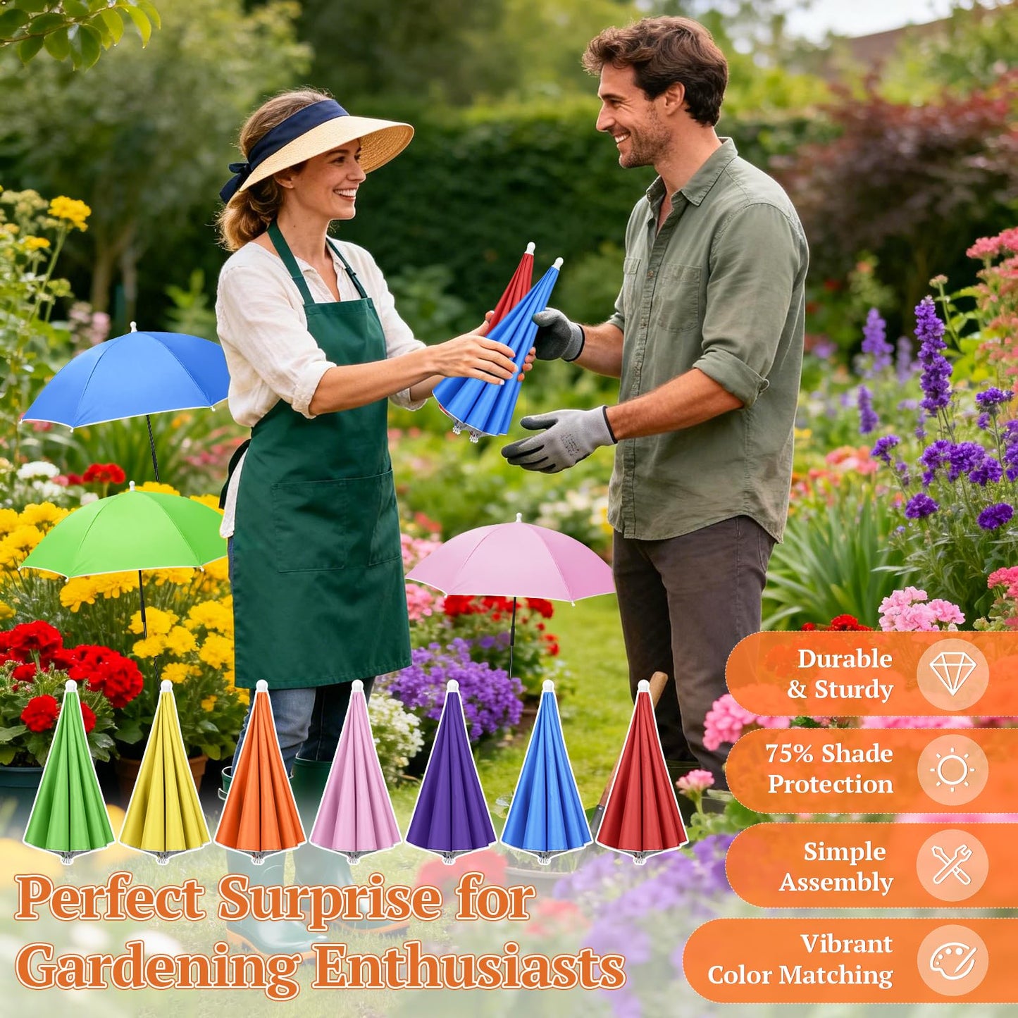 Tryly Plant Umbrellas for Outdoor Plants, Garden Umbrella Shade for Potted Plants and Garden Beds, Provide Shade to ‌Defend Plants From Blazing Sun (1Green 1Yellow)
