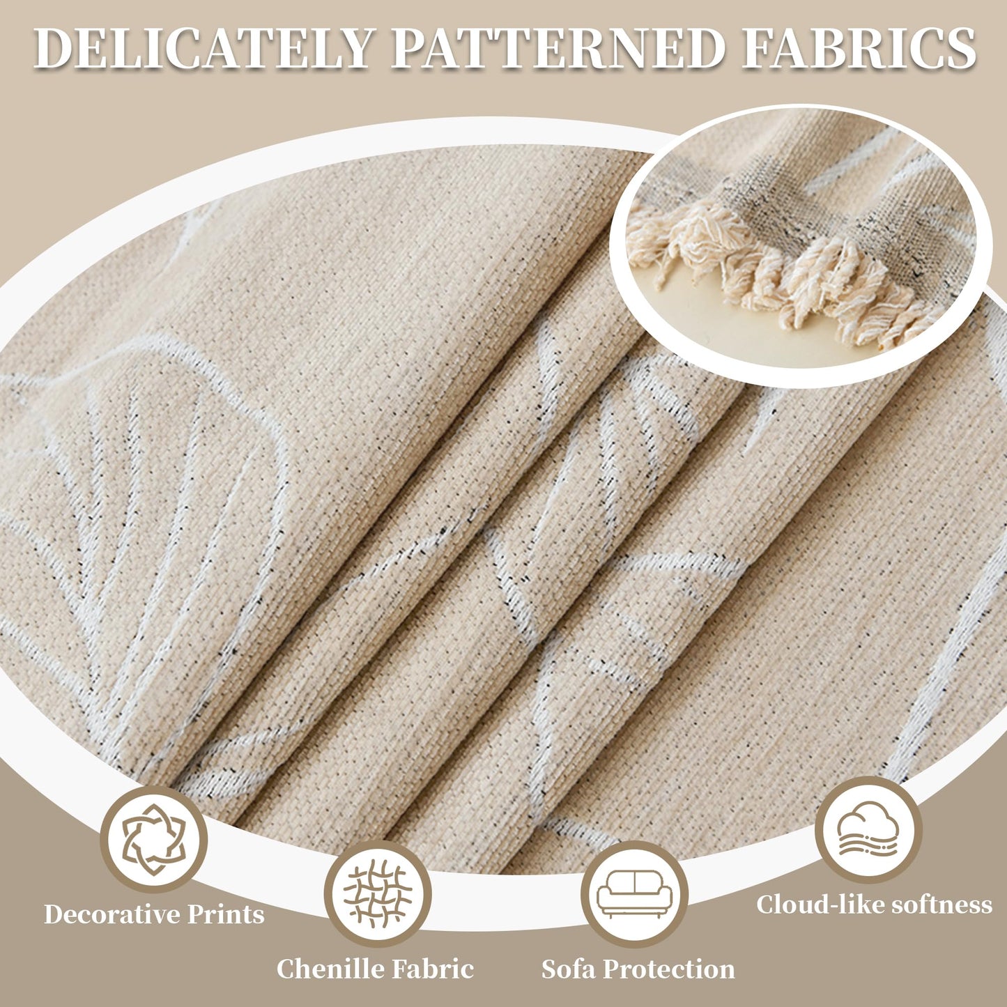 SYJOVIA 1OO% Waterproof Sectional Couch Covers for Dogs L Shaped Corner Sofa Cover Washable Chenille Sofa Slipcovers Blanket Modern Jacquard Pet Furniture Protector (91"x252", Beige Flower)