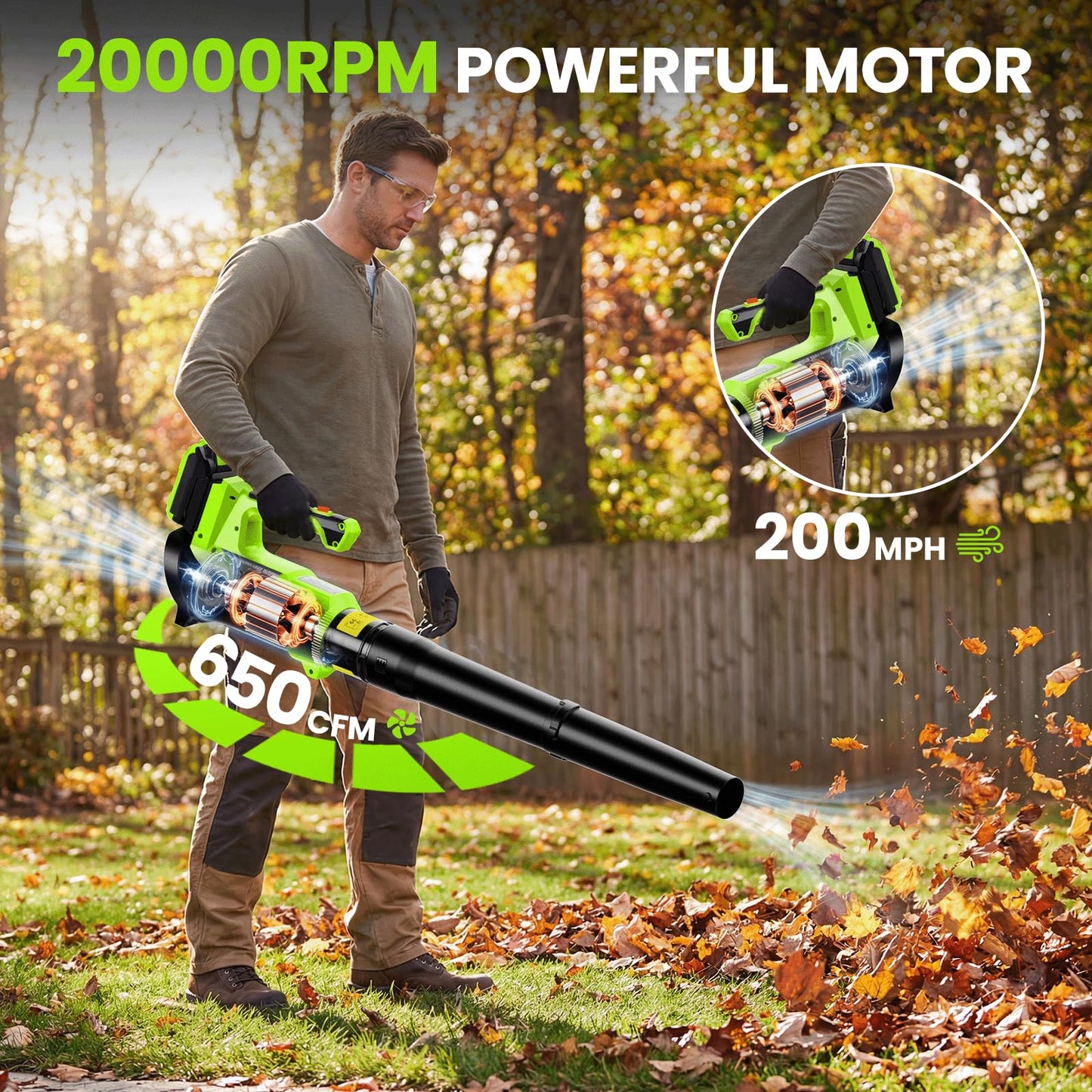 GOODJOB 20V 12" Cordless String Trimmer & 650CFM Leaf Blower Combo with 2X Batteries - Ultra-Light 3.5lbs Auto-Feed Weed Eater for Lawn Care