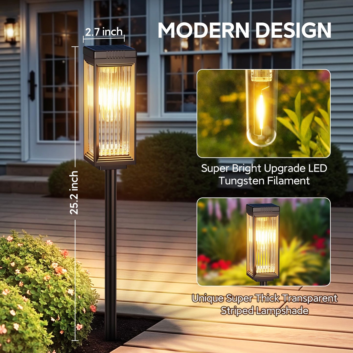 ELECLINK Solar Pathway Lights Outdoor, 8 Pack Upgraded Solar Lights Outdoor Waterproof, Bright Up to 15 Hrs Auto On/Off Garden Light for Yard Patio Lawn Path Walkway Driveway Outside Decor