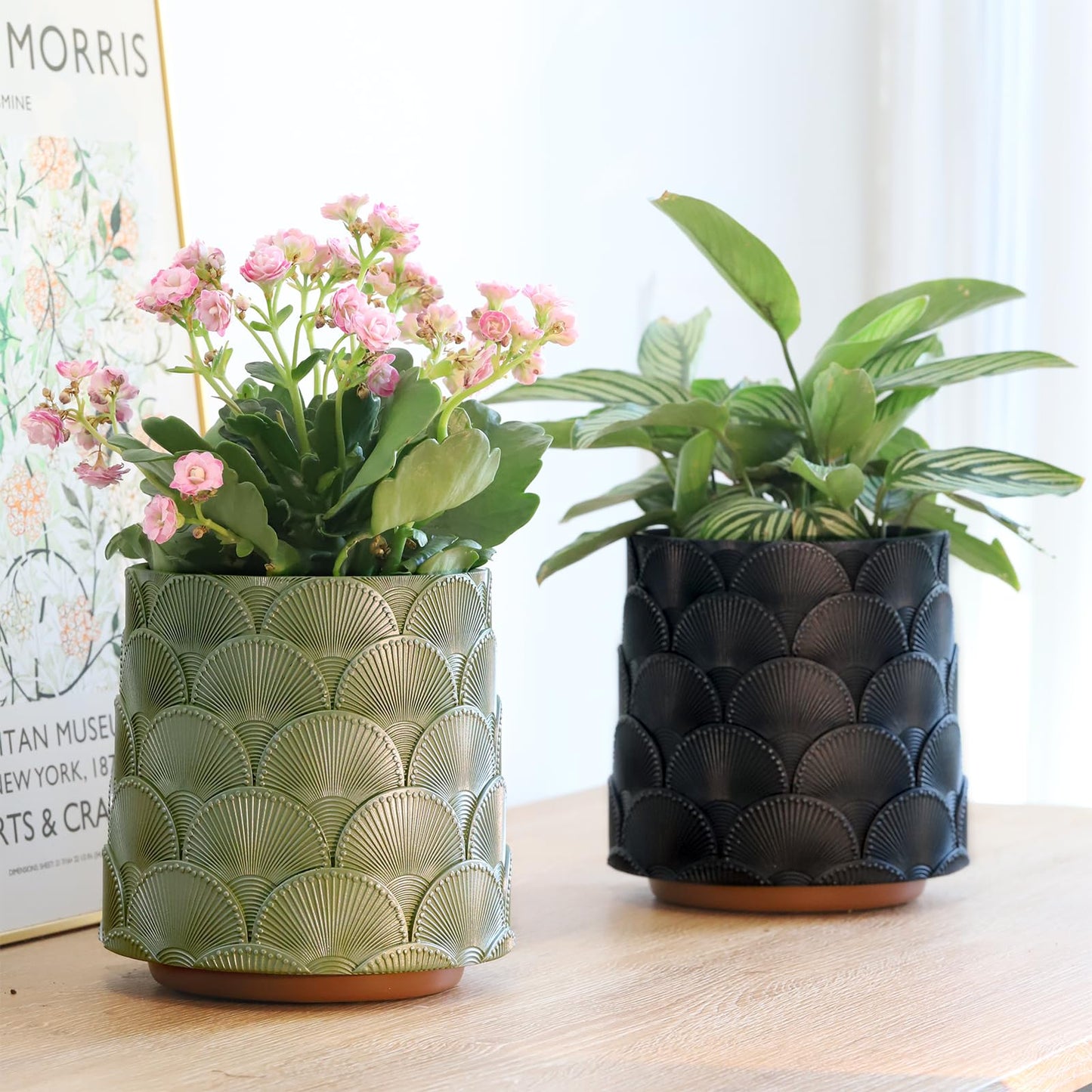 GUGUGO Pearl Beige Scale Planter, Cute Unique Plant Pot with Drainage, Eclectic Colorful Small Flower Planters Pots for Indoor & Outdoor Plants, Rainbow Funny Succulent Gardening Pot Gifts