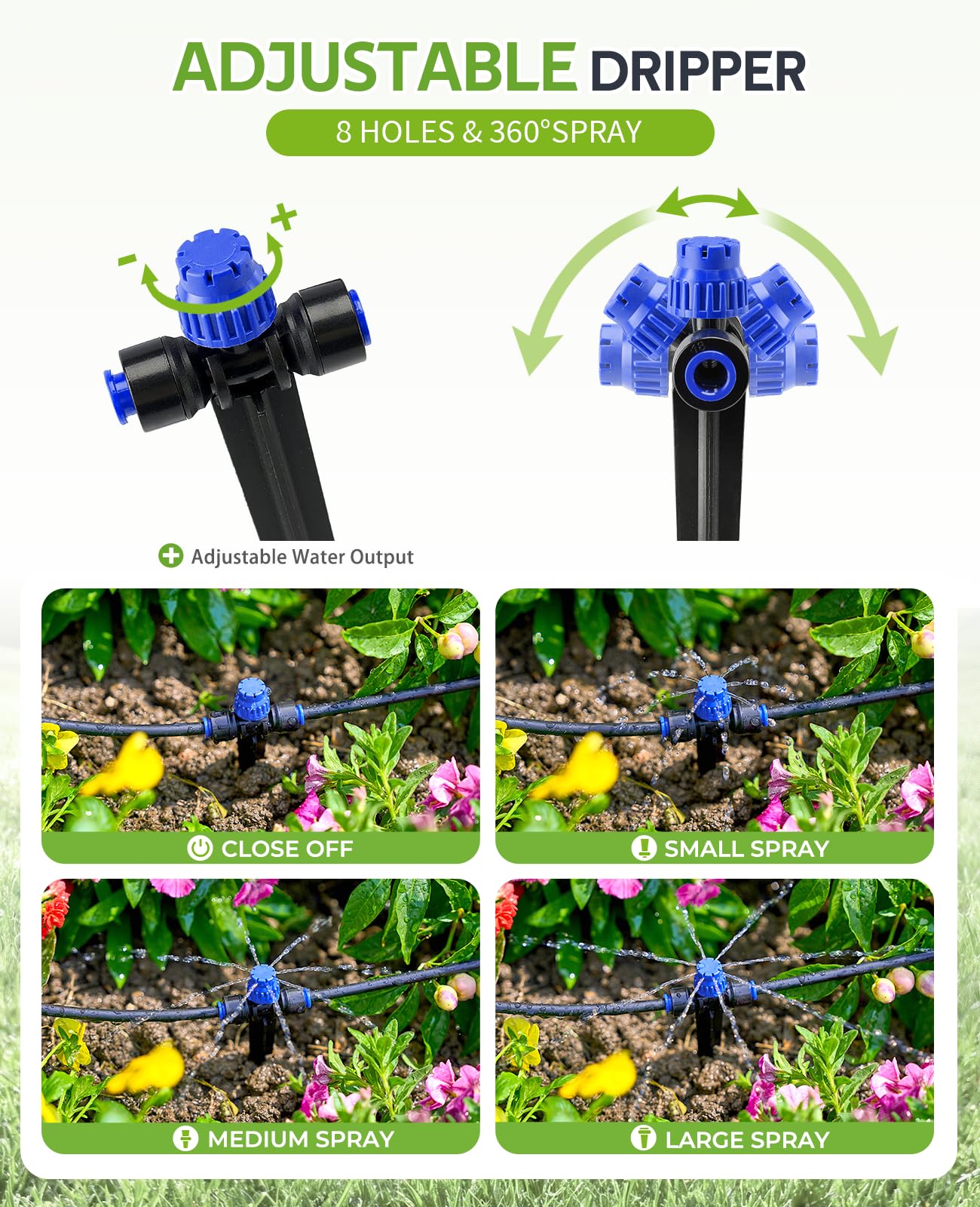 HIRALIY 50FT Automatic Drip Irrigation Kits with Garden Timer, Garden Watering System for Patio Lawn, Quick Connector Design Irrigation System Kit with Easy Programmable Water Timer