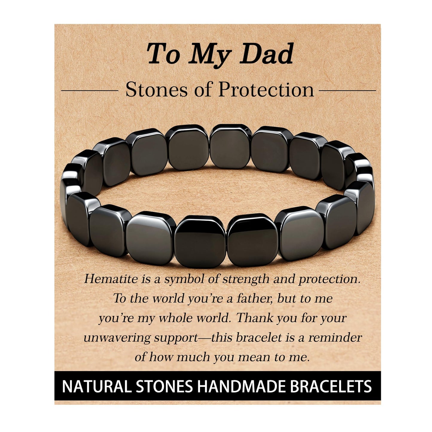 HEYOLL Hematite Bracelet Men Natural Stones Handmade Bracelets Hematite Stone Healing Bracelet, Mens Bracelet Gifts for Husband Brithday Valentines Day Gifts for Men