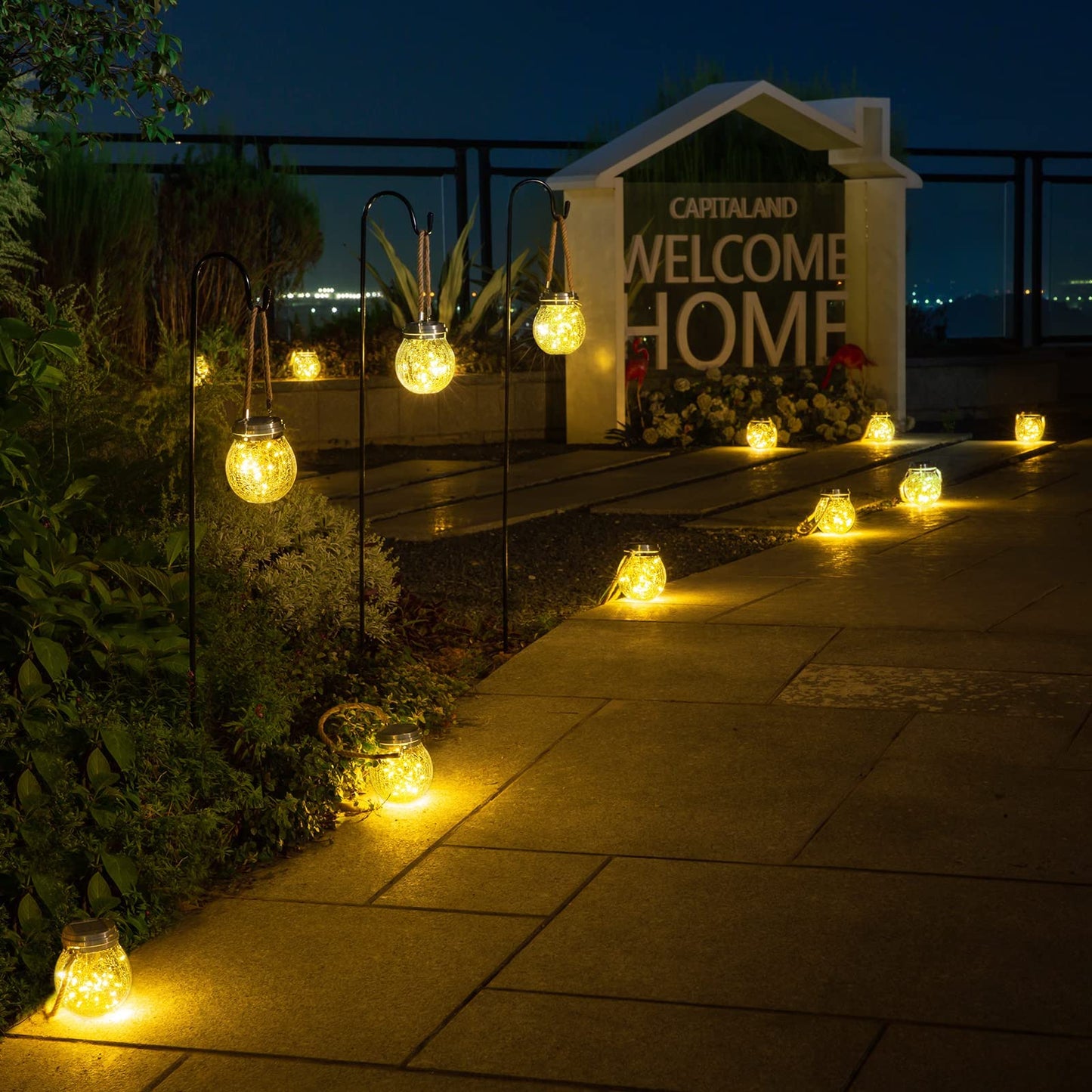 ROSHWEY Solar Lantern Gifts for Women, 2 Pack Hanging Garden Decor Lights Outdoor Waterproof with 30 LED for Halloween Christmas Easter Gift, L Size