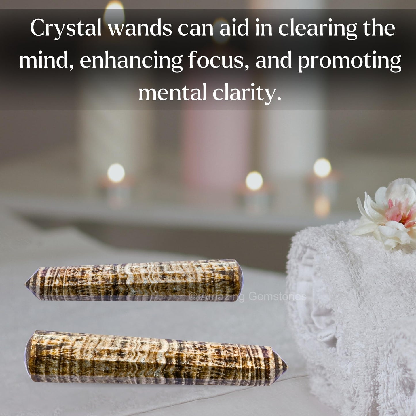 Amazing Gemstone Aragonite Crystal Wand Massage Stick - Pelvic Wand Gua Sha for Adults - Crystals and Healing Stones Massage Wands for Adults Gifts (Pointed)