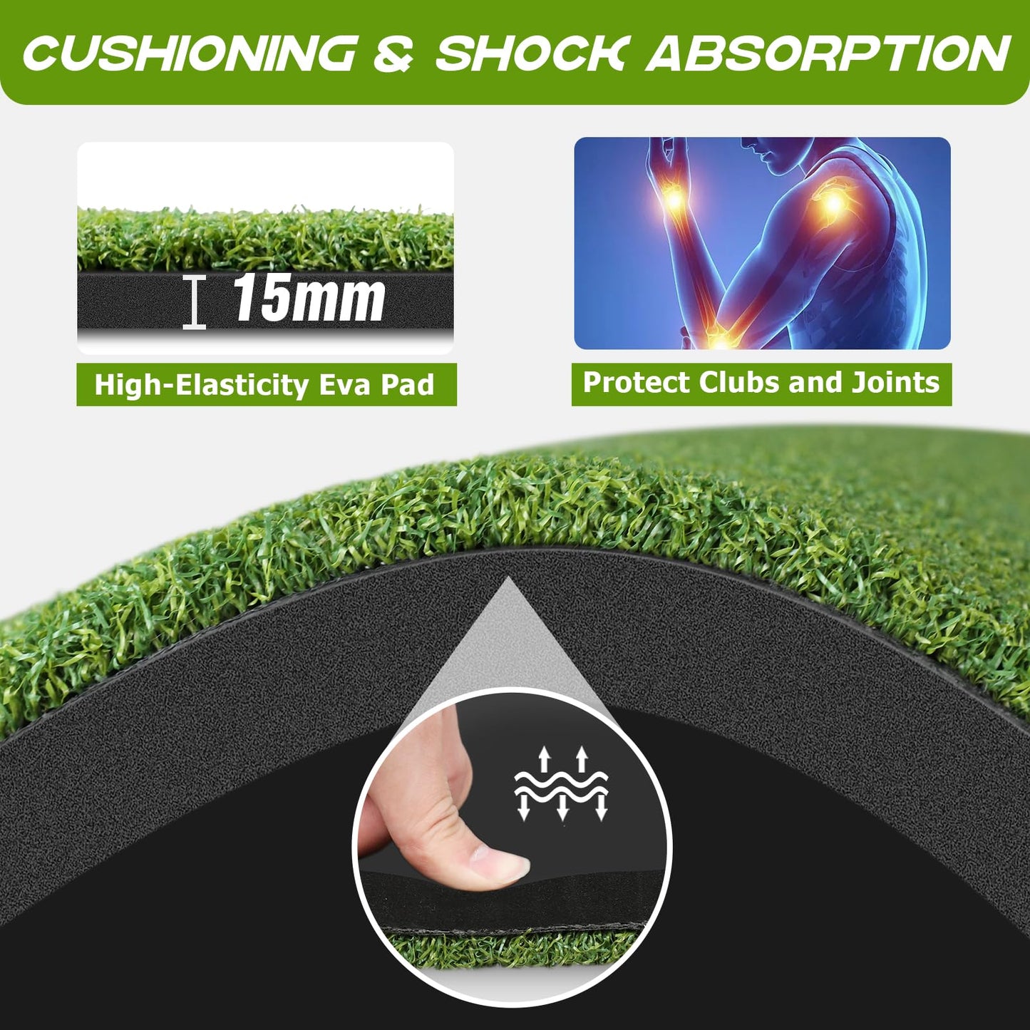 Bltend Dual-Turf Golf Mat: 5x4ft 31MM Thickened Heavy-Duty Golf Hitting Mats Practice Outdoor/Indoor, Artificial Turf Training Matt with 9 Balls, 8 Tees for Driving, Chipping, Swing