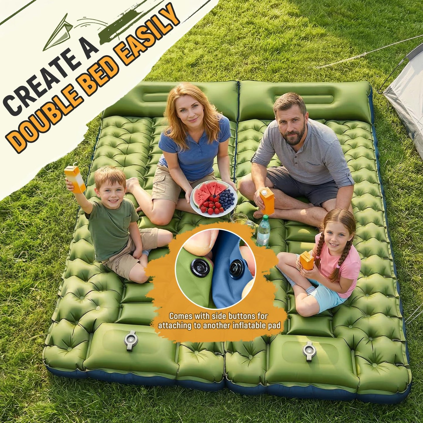 Myxslop Camping Sleeping Pad, Ultralight Inflatable Camping Mat with Pillow Built-in Foot Pump Sleeping Mat, Compact Camping Pad Gear for Backpacking Hiking Tent Travel Car Outdoor