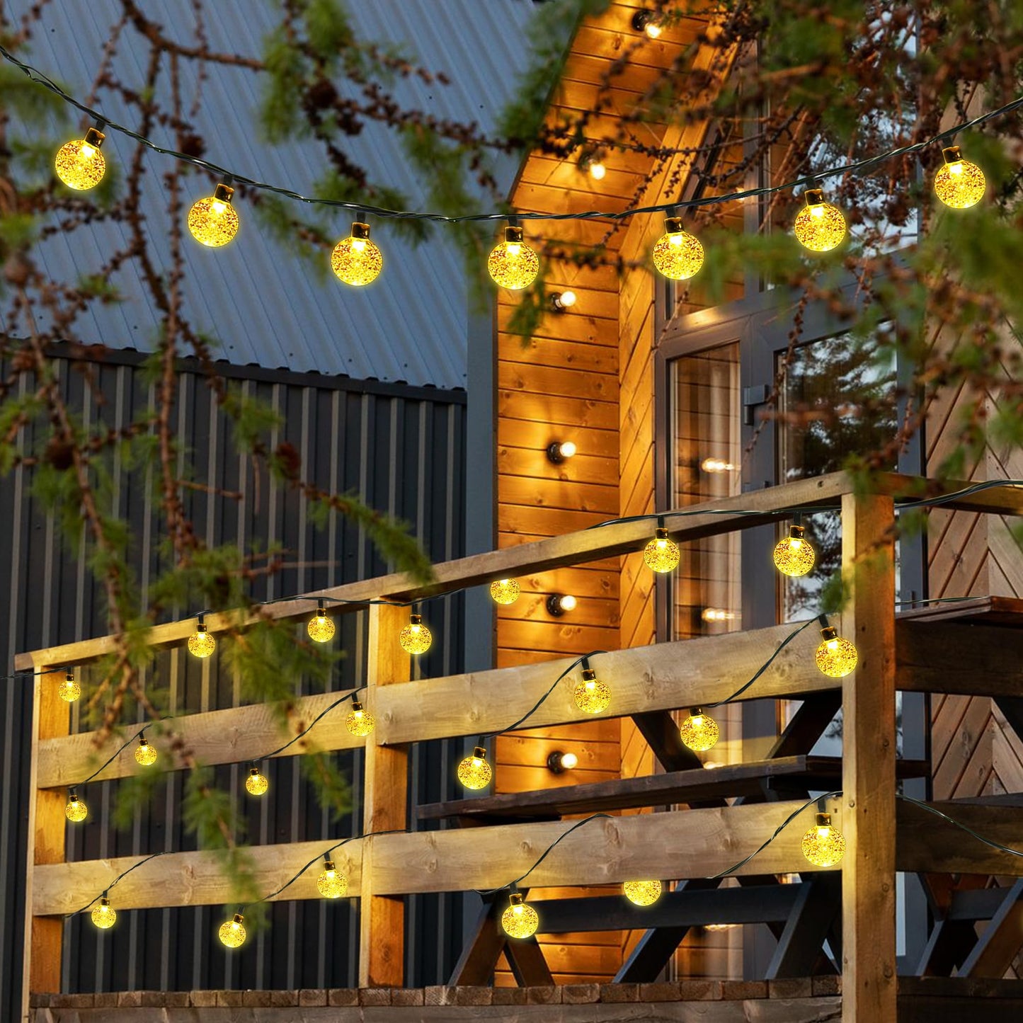 Joomer Solar String Lights Outdoor, 65FT 100LED Globe String Lights 8 Lighting Modes, Waterproof Solar Powered Patio Light for Garden Yard Porch Wedding Party Outdoor Decor (Warm White)