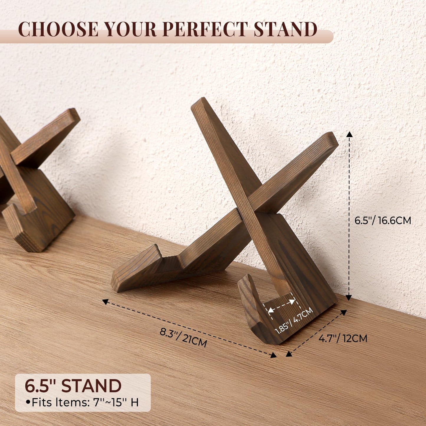 ANBOXIT Plate Stand for Display - 6.5 Inch Plate Holder Display Stand, Wooden Picture Frame Holder, Decorative Table Top Easels