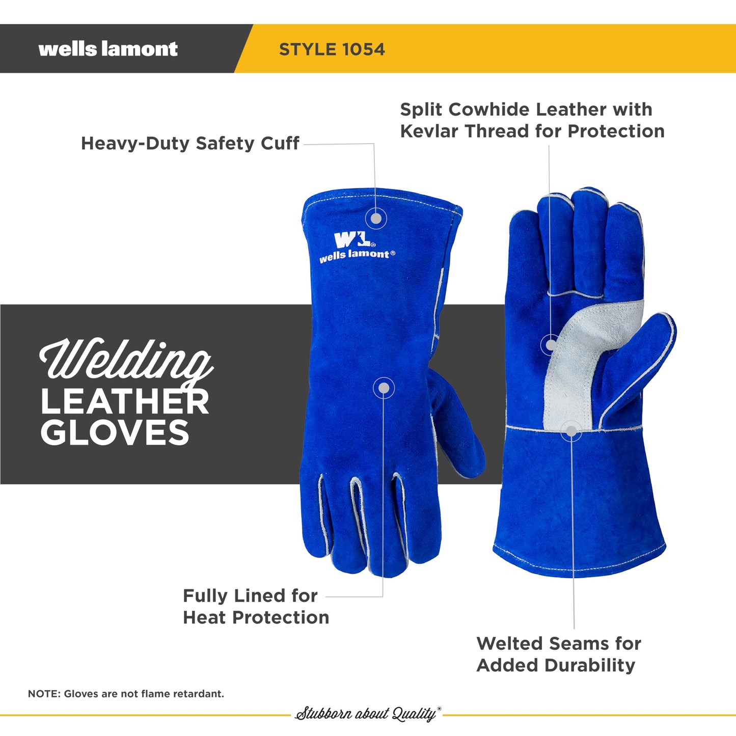 Wells Lamont Blue Lined Leather Welding Gloves, X-Large (1054XL)