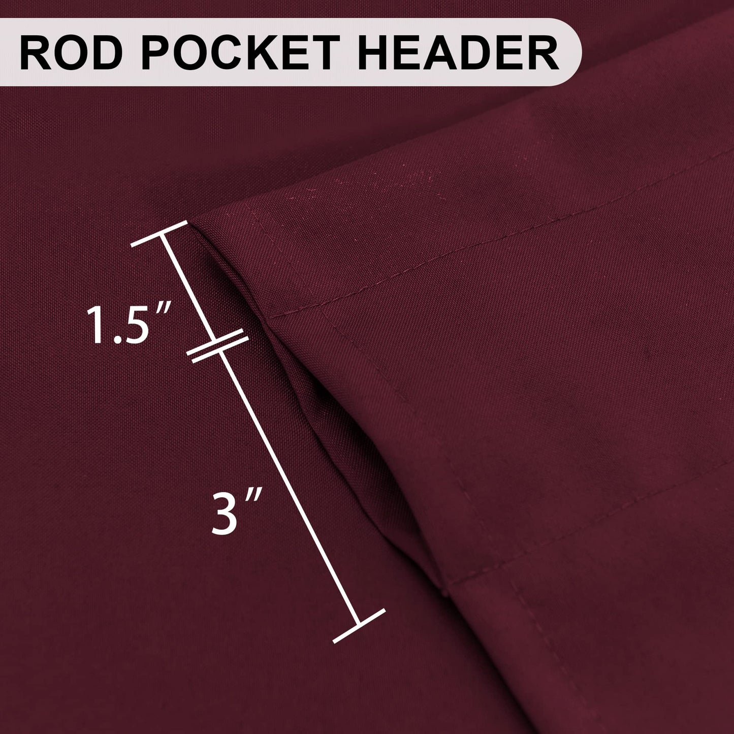 DWCN Valance Curtains for Living Room, Kitchen Valance Solid Short Topper, Rod Pocket Basement Window Curtains, 1 Panel, 42 X 12 Inch, Burgundy