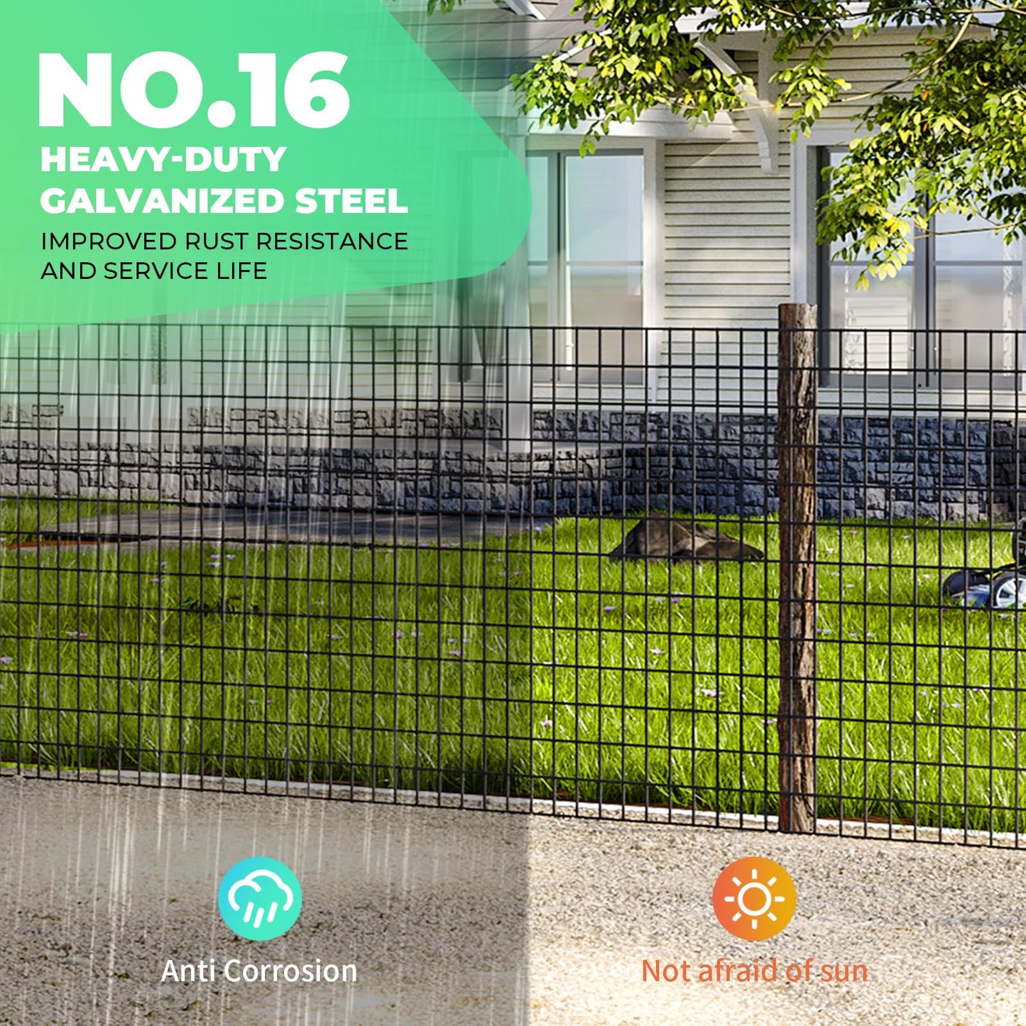 Garden Fence Black PVC Coated Welded Wire Fencing 48 Inch x 100 Foot, 2 Inch x 3 Inch 16GA, Garden Border Fencing Roll Vinyl Coating Metal Wire Mesh for Yard Vegetable Plant Protection Poultry Netting