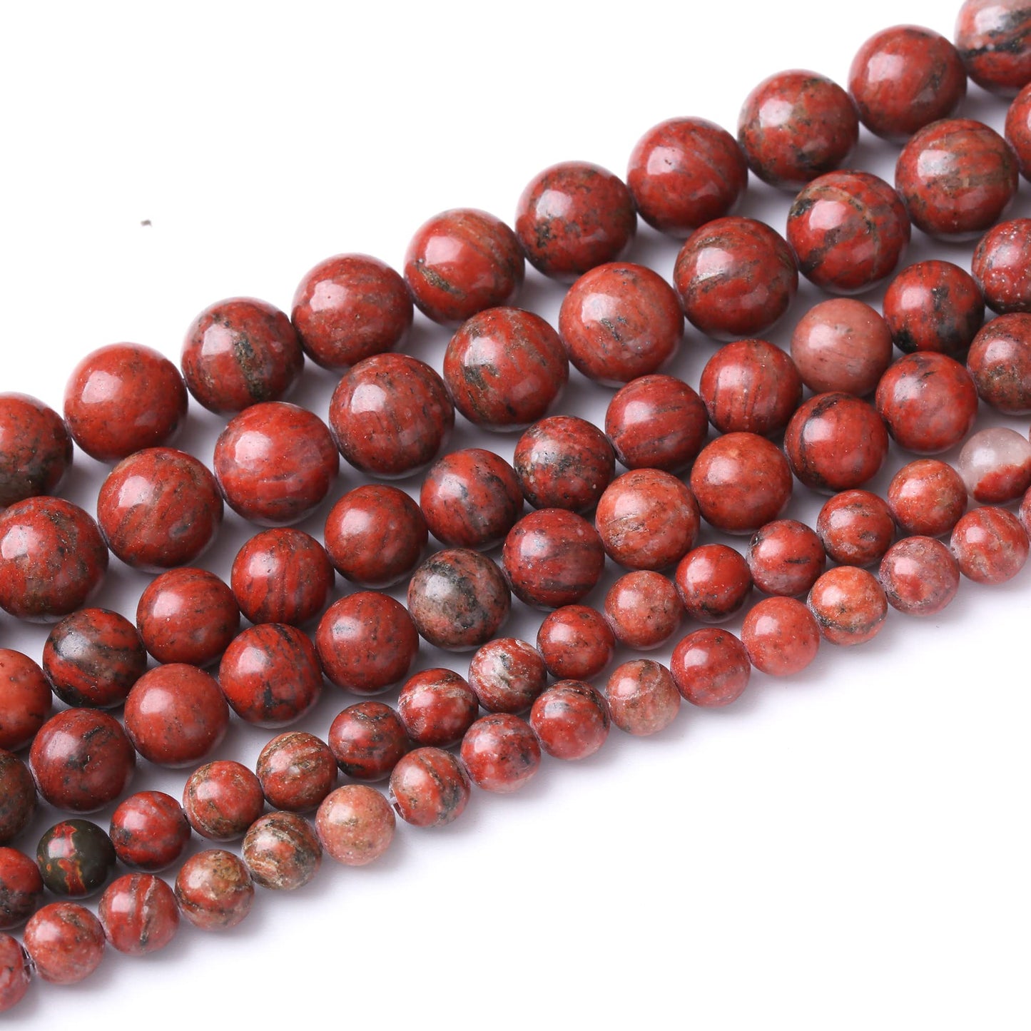 10MM Sesame Red Round Loose Beads Natural Gem Beads Crystal Energy Stone Beads for Jewelry Making DIY Bracelet Necklace