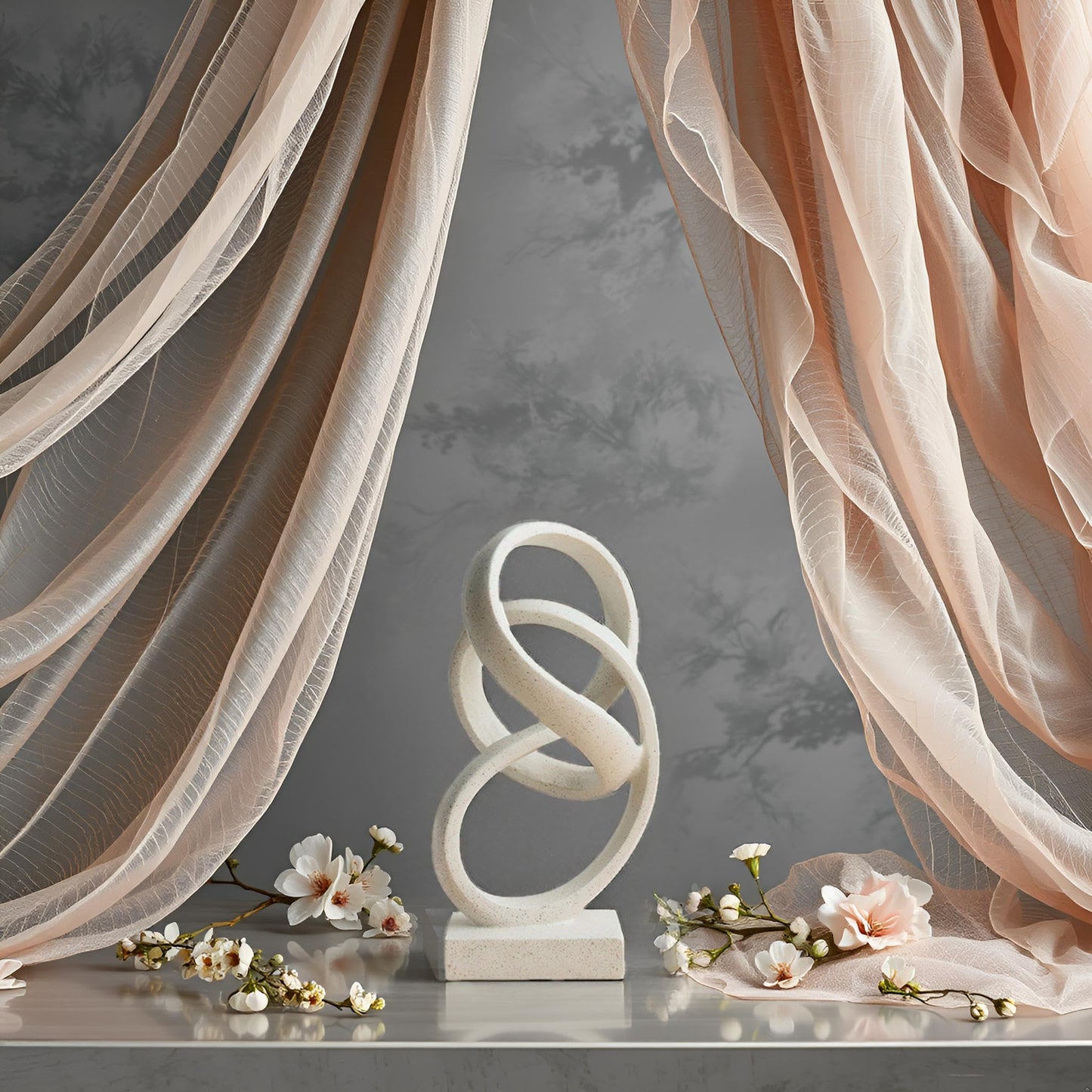 LAIKEARTS 10" Modern Abstract Ribbon Decorative Sculpture, Knot Sculptures,Home Decor,Coffee Table Statues,Dining Living Room Desk Decor（White）