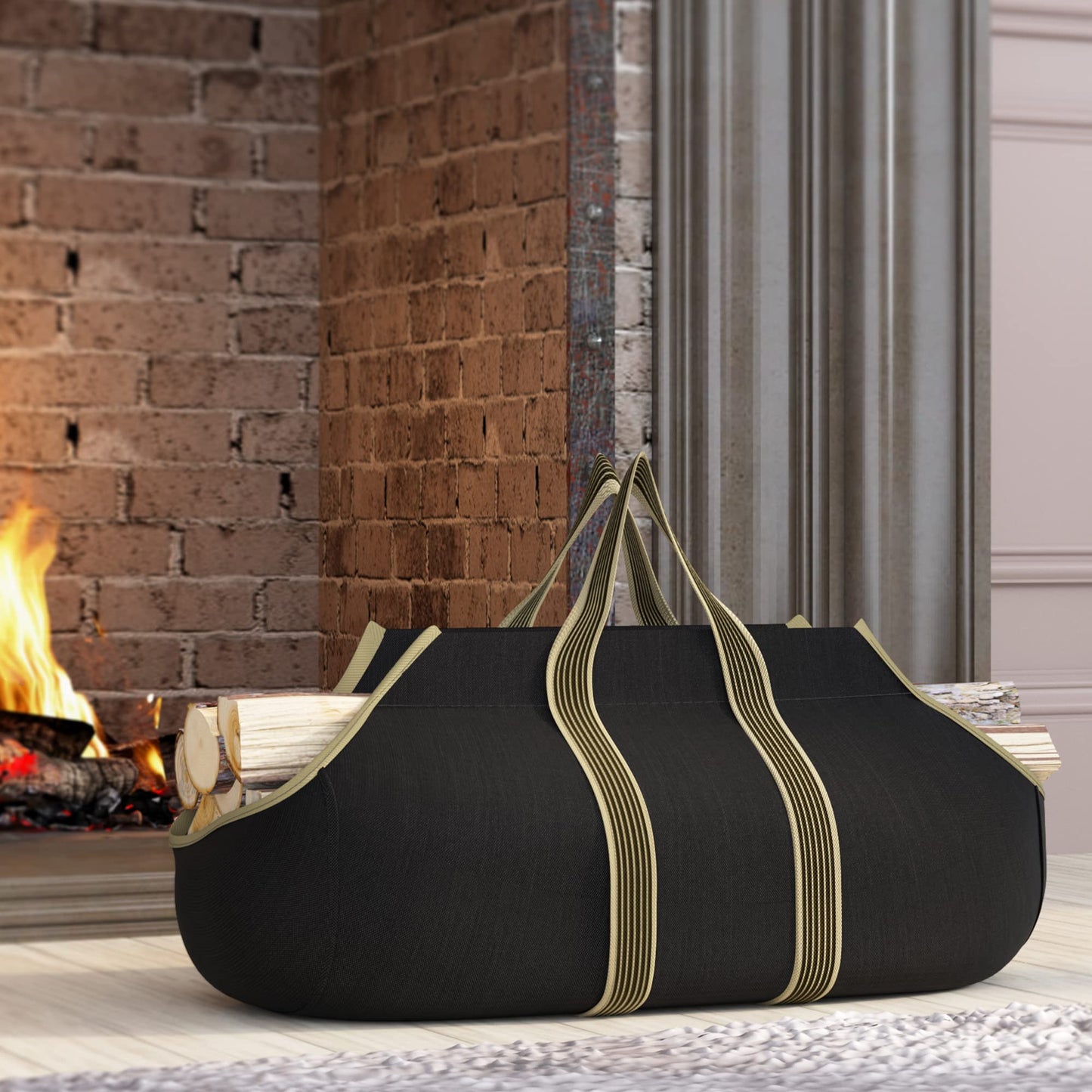 Fire Beauty Large Canvas Log Tote Bag Firewood Log Carrier
