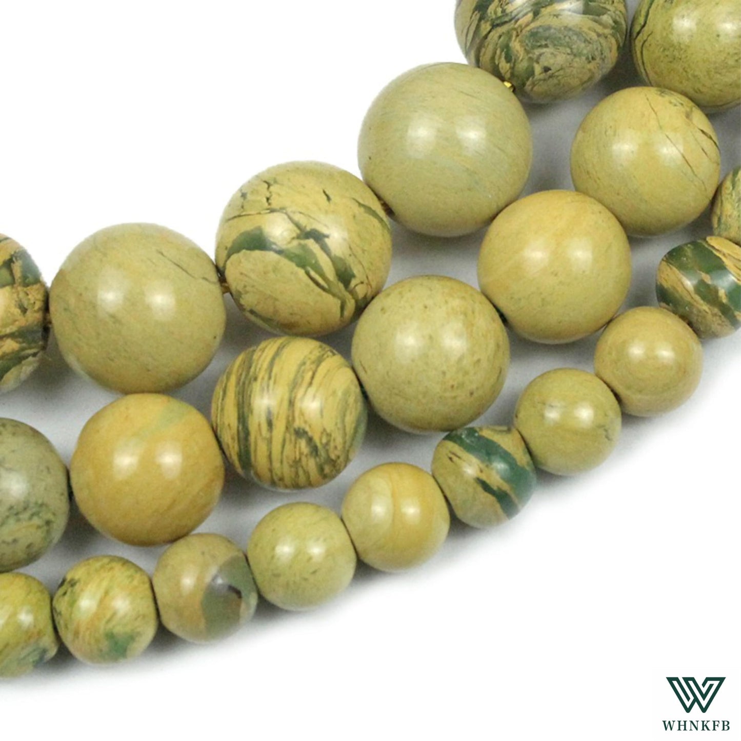 WHNKFB 8mm 50PCS Natural Green Serpentine Round Beads, Dragon Vein Loose Gemstone Beads for Jewelry Making Craft - 4mm 6mm 8mm 10mm Options with Free Elastic Cord