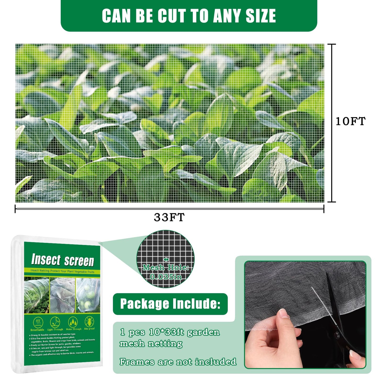 10 X 33 FT Garden Mesh Netting Pest Barrier for Raised Beds, Fruit Tree Netting for Cicadas, Bird Insect Nettings for Gardening, Blueberry Bush Strawberry Nettings Cover for Garden Protection
