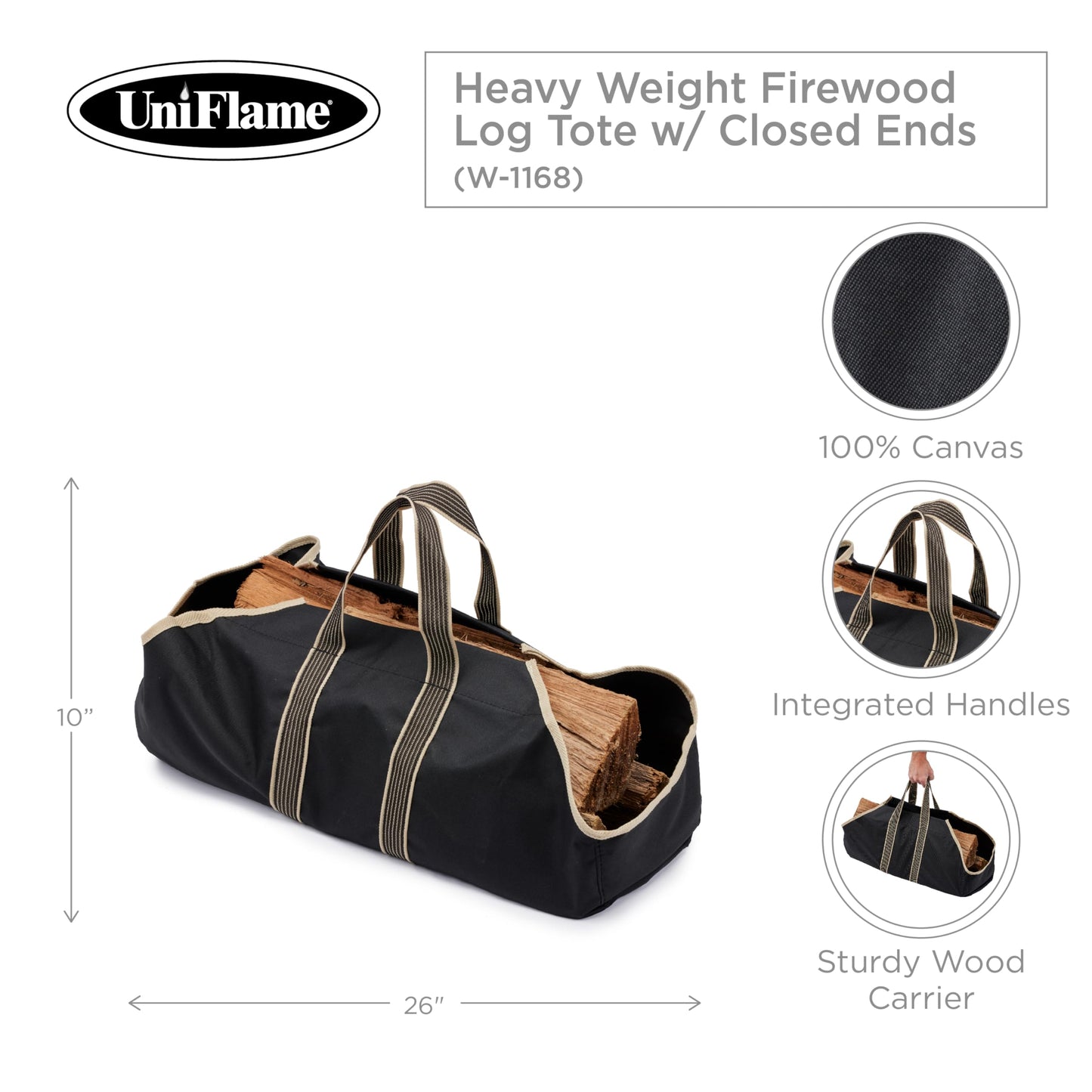 UniFlame Heavy Weight Firewood Log Tote with Closed Ends