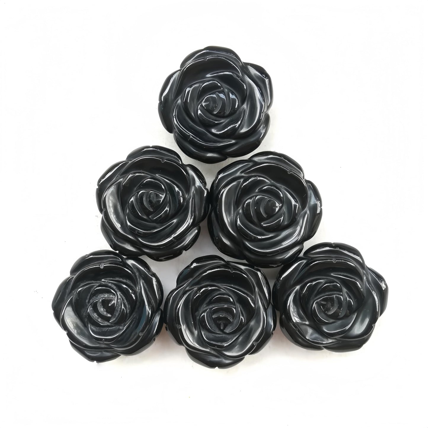 Sunshcat Natural Black Obsidian Crystal Rose Pendant,Three Dimensional Carved Healing Meditation Jewelry Crystals and Healing Stone Figurine,Suitable for DIY Jewelry Making and Valentine's Day Gift