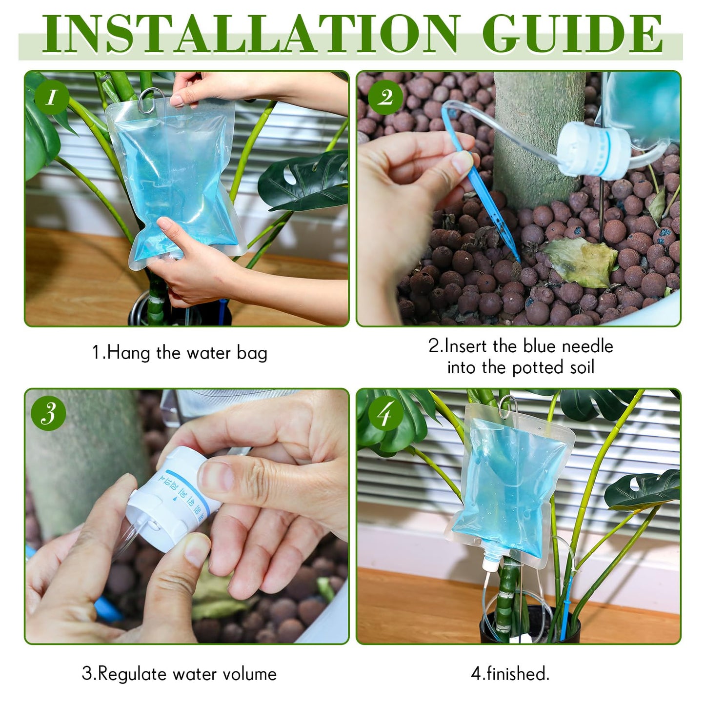 Norme 12 Pcs Plant Drip Irrigation Set 500 ml Drip Water Bag Plant Waterer with Support Rod Stakes Self Watering Spikes Automatic Watering System for Potted Indoor Outdoor