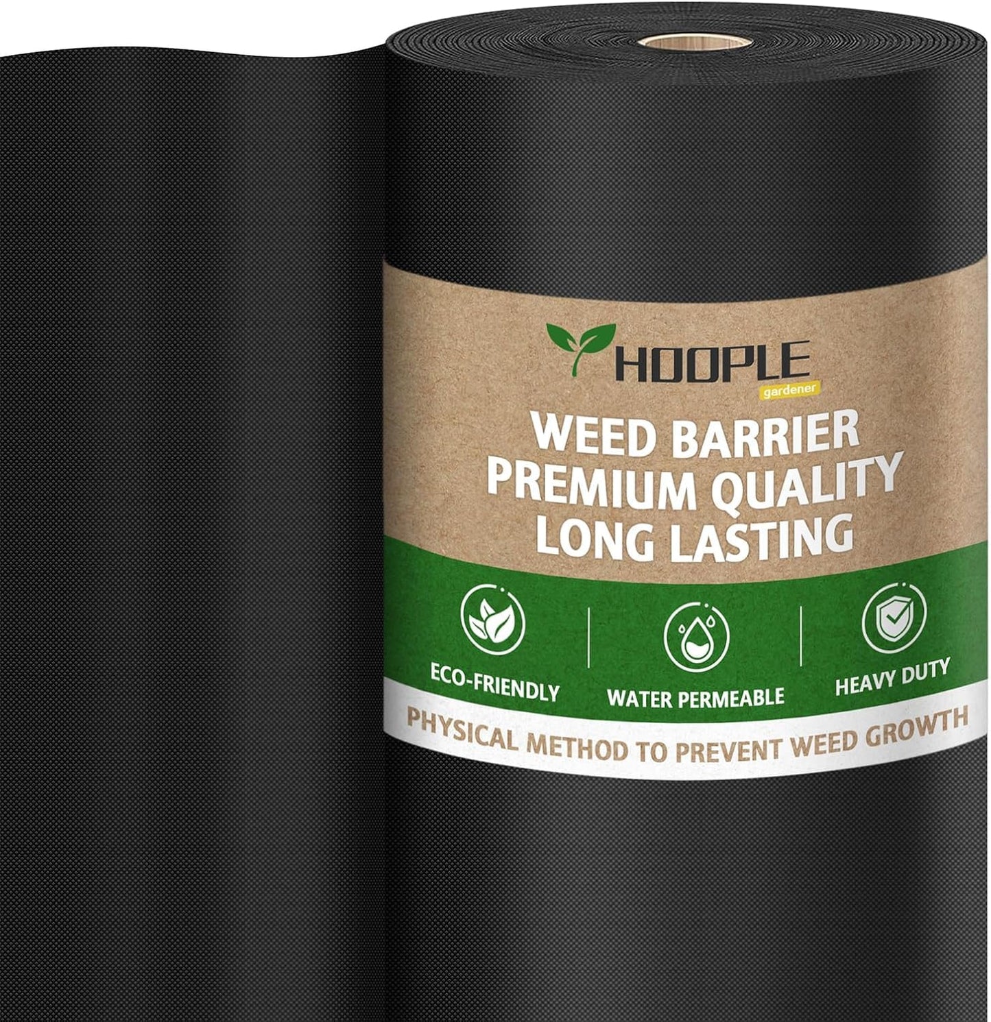 HOOPLE 3ftx180ft Heavy Duty Weed Barrier Landscape Fabric, Non Woven Geotextile Fabric for Weed Control, Driveways & Gardens | Commercial Grade Ground Cover with High Permeability, Cut to Size by Yard