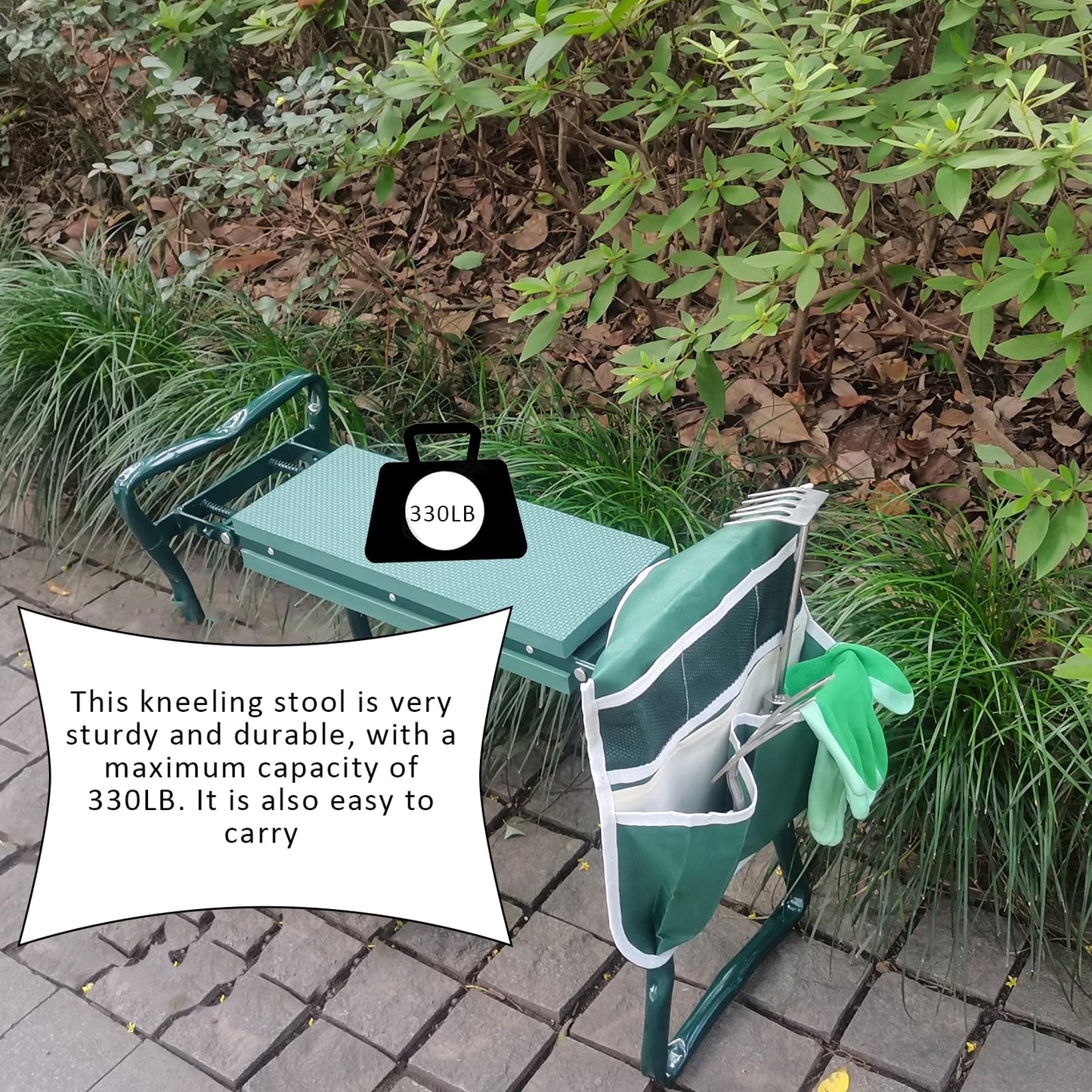 CNHZ FLOURISH Garden Kneeler and Seat Heavy Duty - Foldable Kneeling Stool with Large Tool Pouch & Storage Bag, Space-Saving, Ideal Gift for Gardeners, Seniors & Parents