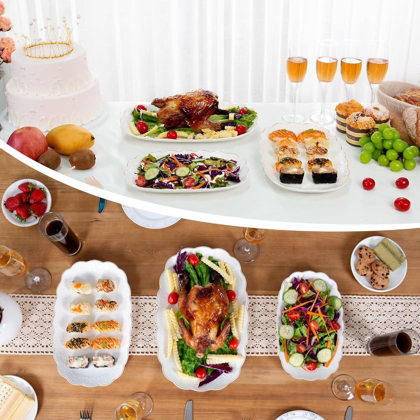 Kassel Ceramic Serving Platter Set | 16”/14”/12” Oval Serving Trays for Entertaining at Parties and Weddings | Oven Safe Extra Large Serving Trays for Tacos, Steak, and Cake