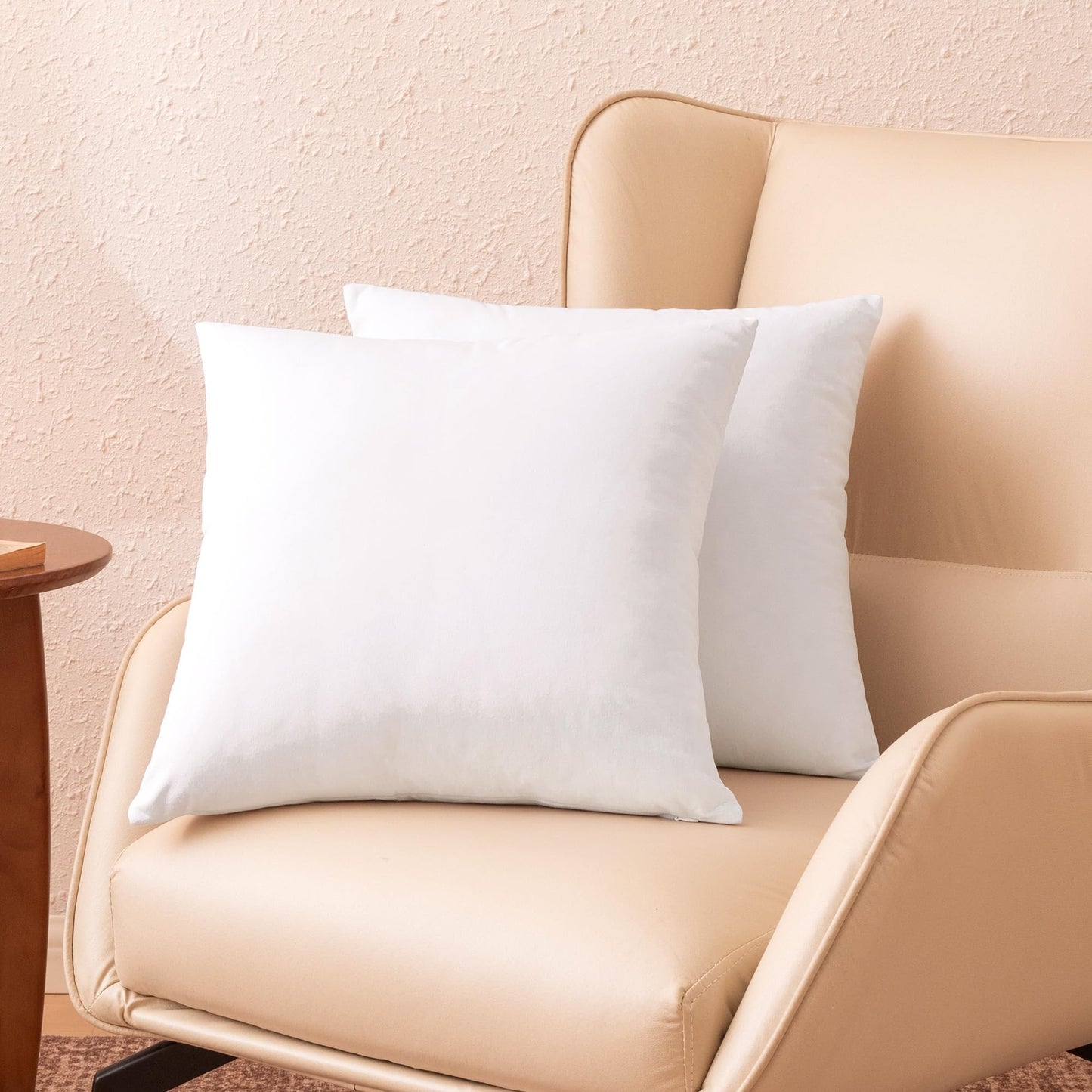 Amazon Basics Velvet Throw Pillow Covers, Soft Decorative Square Cushion Cases Modern Home Decor for Sofa, Couch, Bed, 20 × 20in, White, Pack of 2