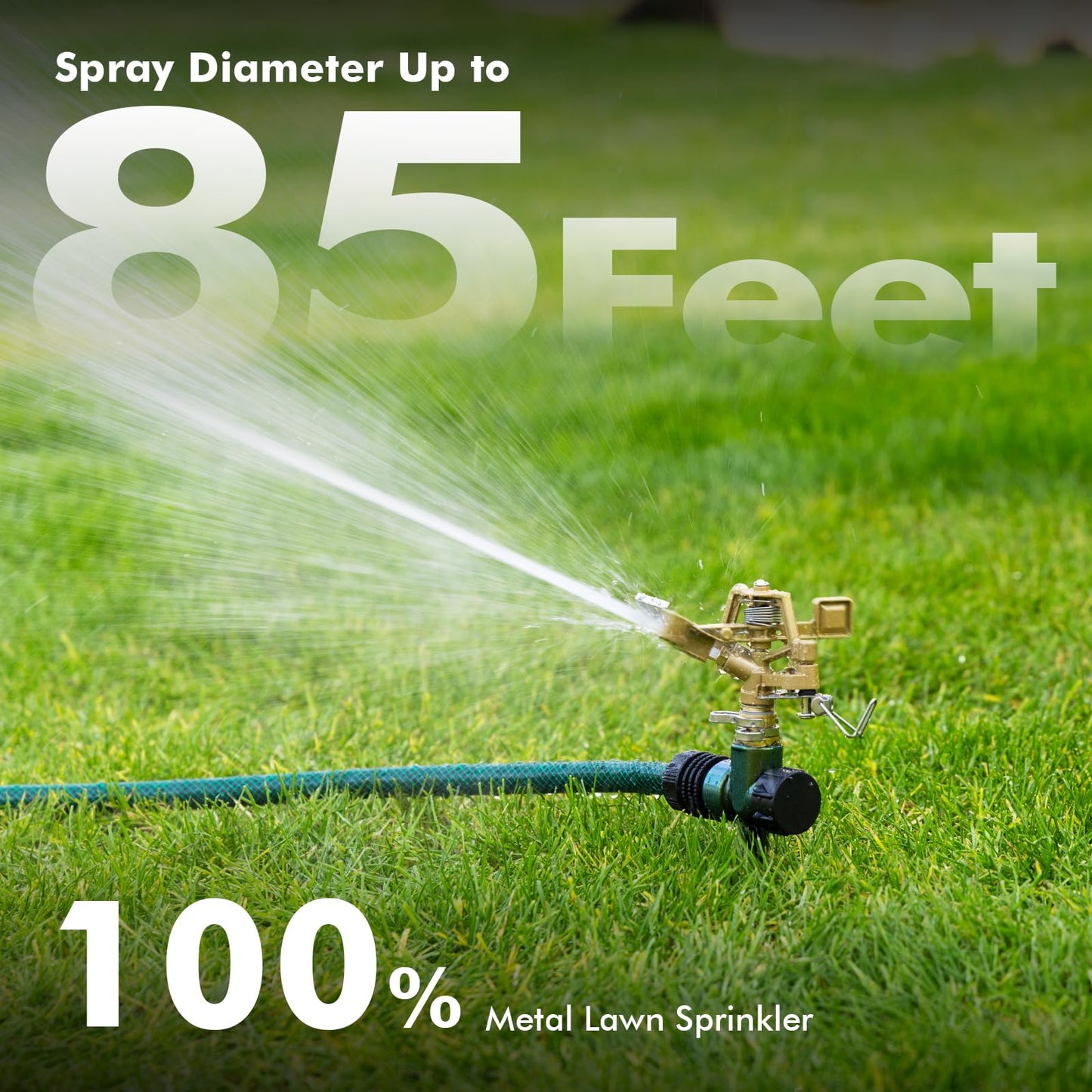 RESTMO 2 Pack Heavy Duty All-Metal Impact Sprinkler, Zinc Alloy Lawn Sprinkler Head on Sturdy Spike Base, 360° Adjustable Coverage Nozzle for Large Area Irrigation