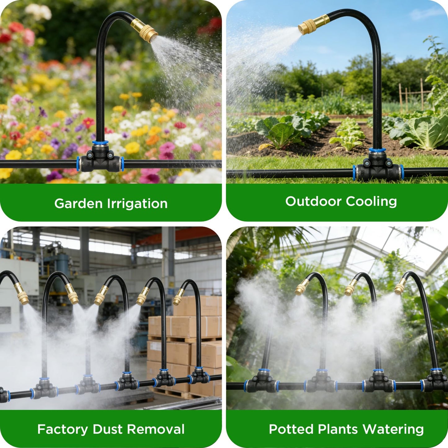 DEMORA 66FT Automatic Drip Irrigation Kit, Bendable Watering Hose with Multi Sprinkler Heads, Misting System for Garden Yard Outdoor Plants Greenhouse