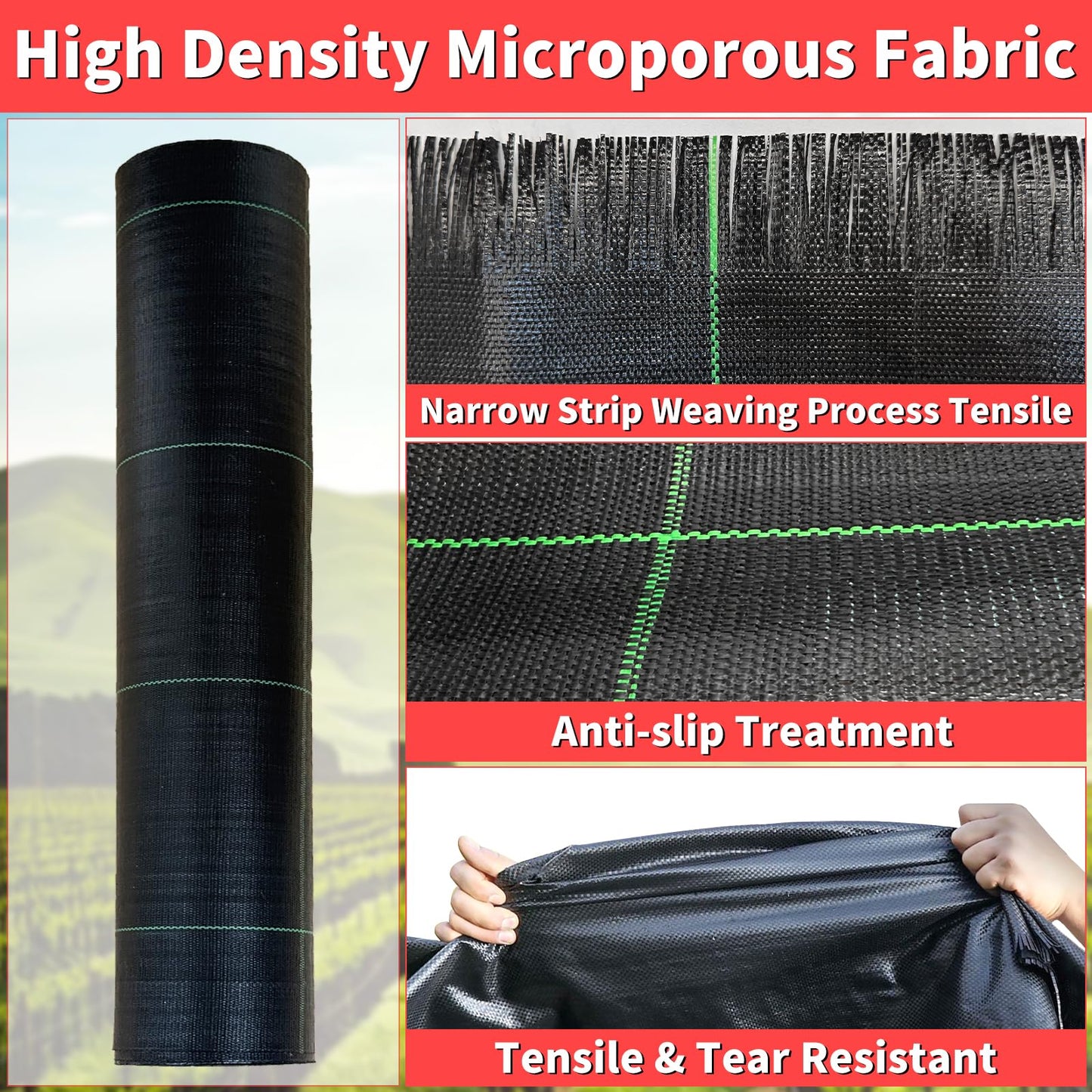 Vanver 4ft x 300ft Landscape Fabric -Heavy Duty Weed Barrier Fabric for Landscaping, Weed Blocker Cloth,Geotextile Fabric for Garden, Driveway & Ground Cover, Garden Weed Mats,Grid Design