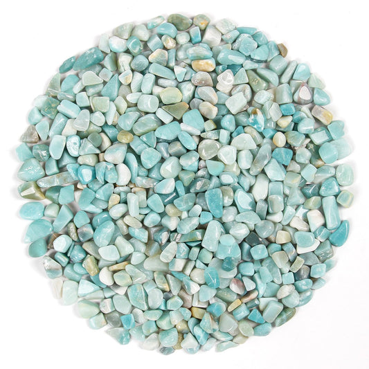 1.1lb Natural Crushed Amazonite Crystal Tumbled Chips-Healing Crystals Chips Bulk, Crushed Crystal Gemstones for Crafts, Beautiful Package for Gift (Amazonite)