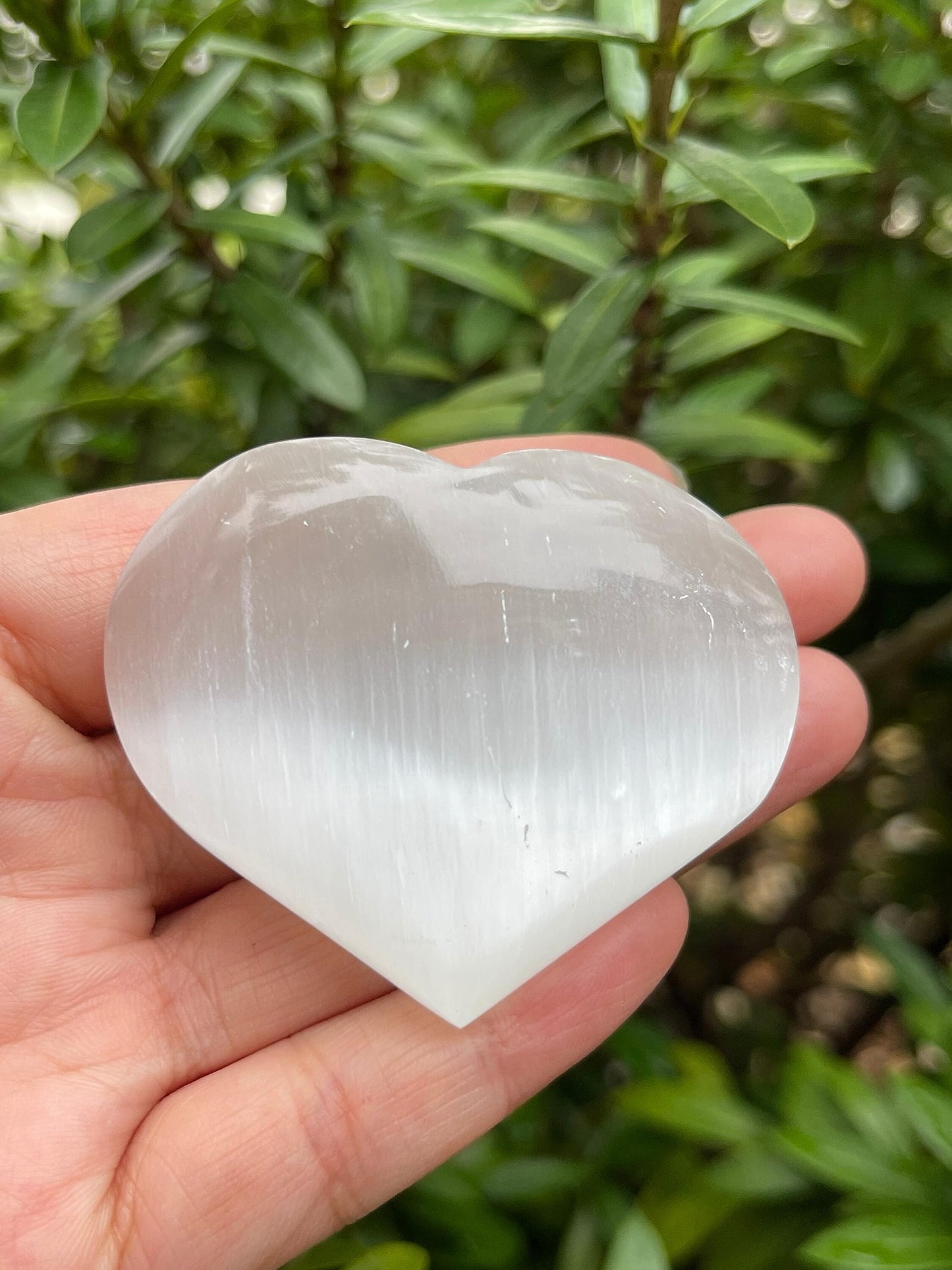 Selenite Gemstone Hearts, Polished Selenite Puffy Hearts, Selenite Crystal Palm Stone, Selenite Healing Crystal Hearts (1 Heart)