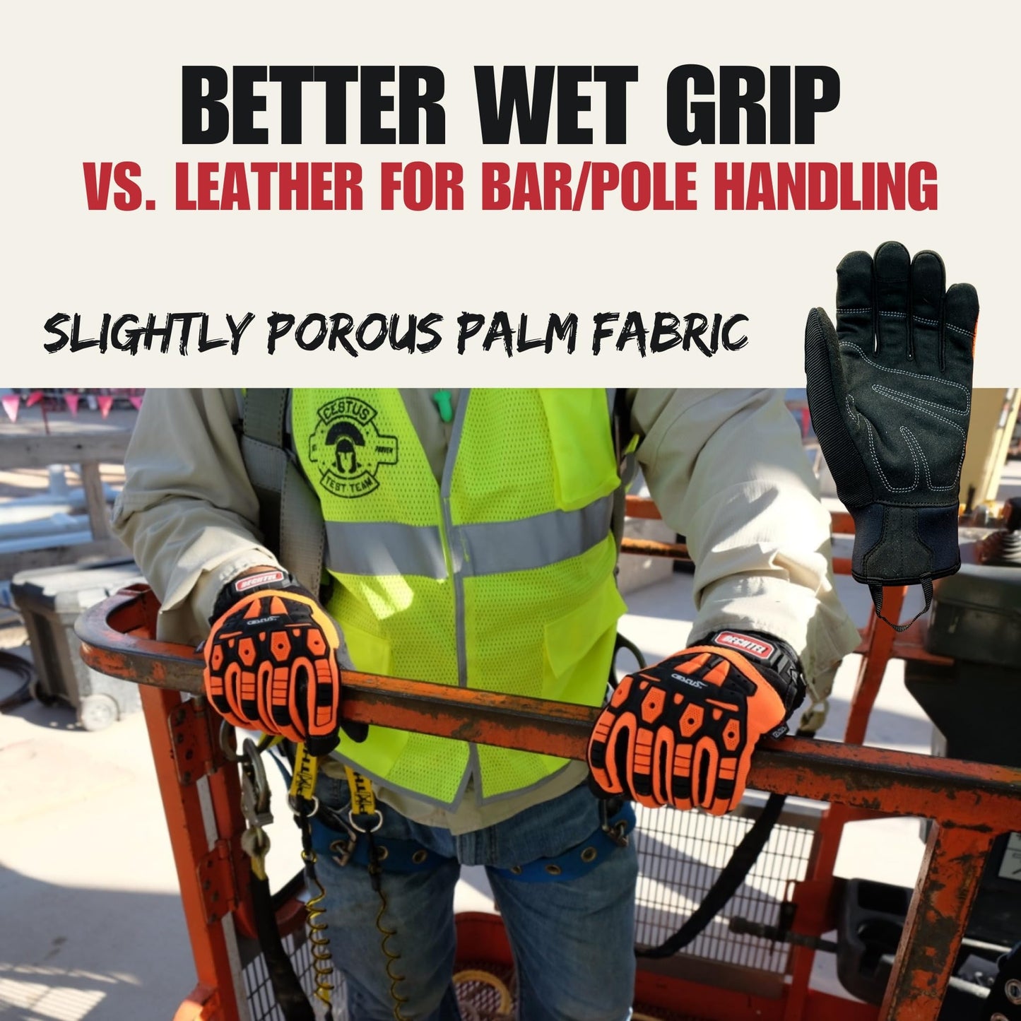 Cestus 6161, ANSI A6 Cut-Resistant Impact Gloves (1,3,10,50 Pairs) Dense Fabric Palm, Heavy Duty Safety Work Gloves, Utility (1 Pair, Small)