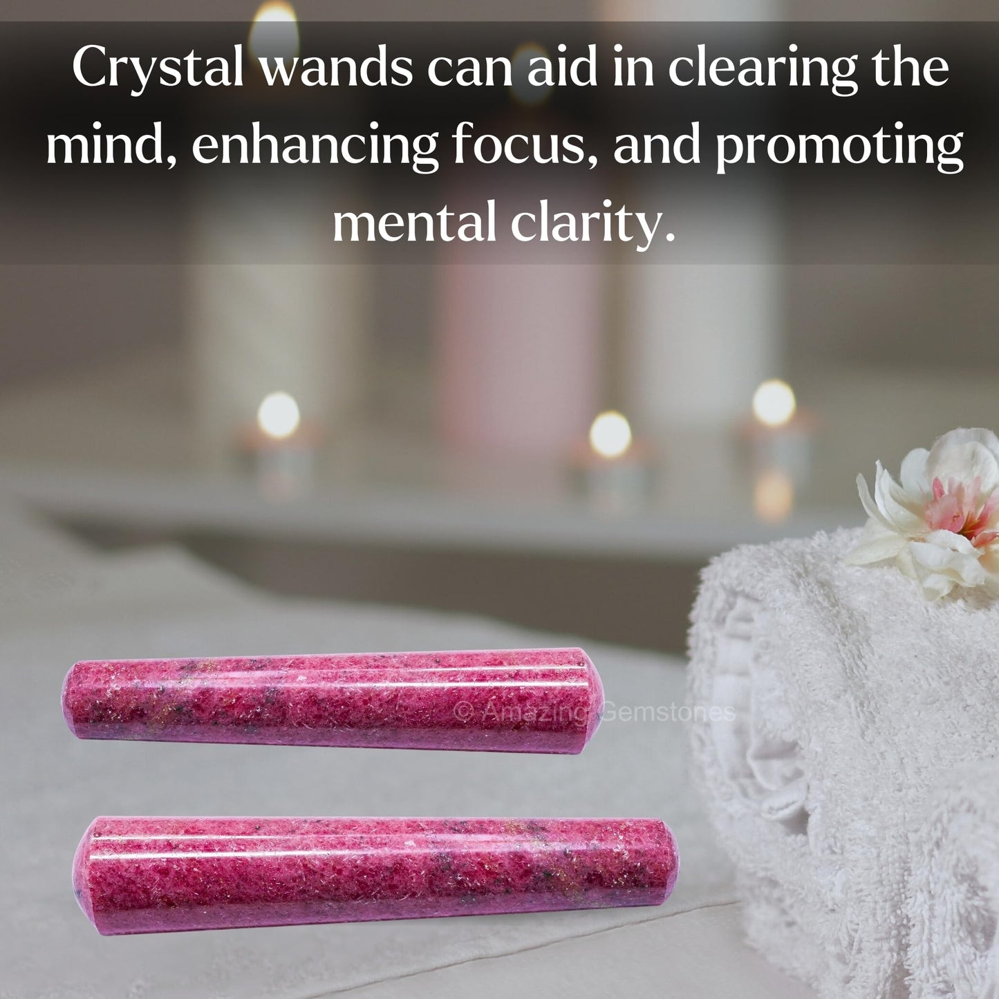 Amazing Gemstone Rhodonite Crystal Wand Massage Stick - Pelvic Wand Gua Sha for Adults - Crystals and Healing Stones Massage Wands for Adults Gifts (Smooth)