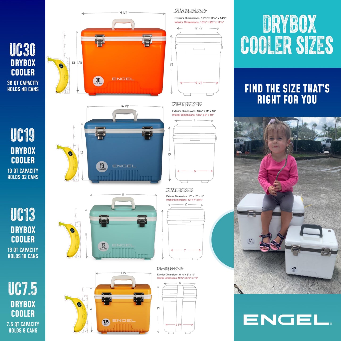 Engel UC13 13qt Leak-Proof, Air Tight, Drybox Cooler and Small Hard Shell Lunchbox for Men and Women in Red