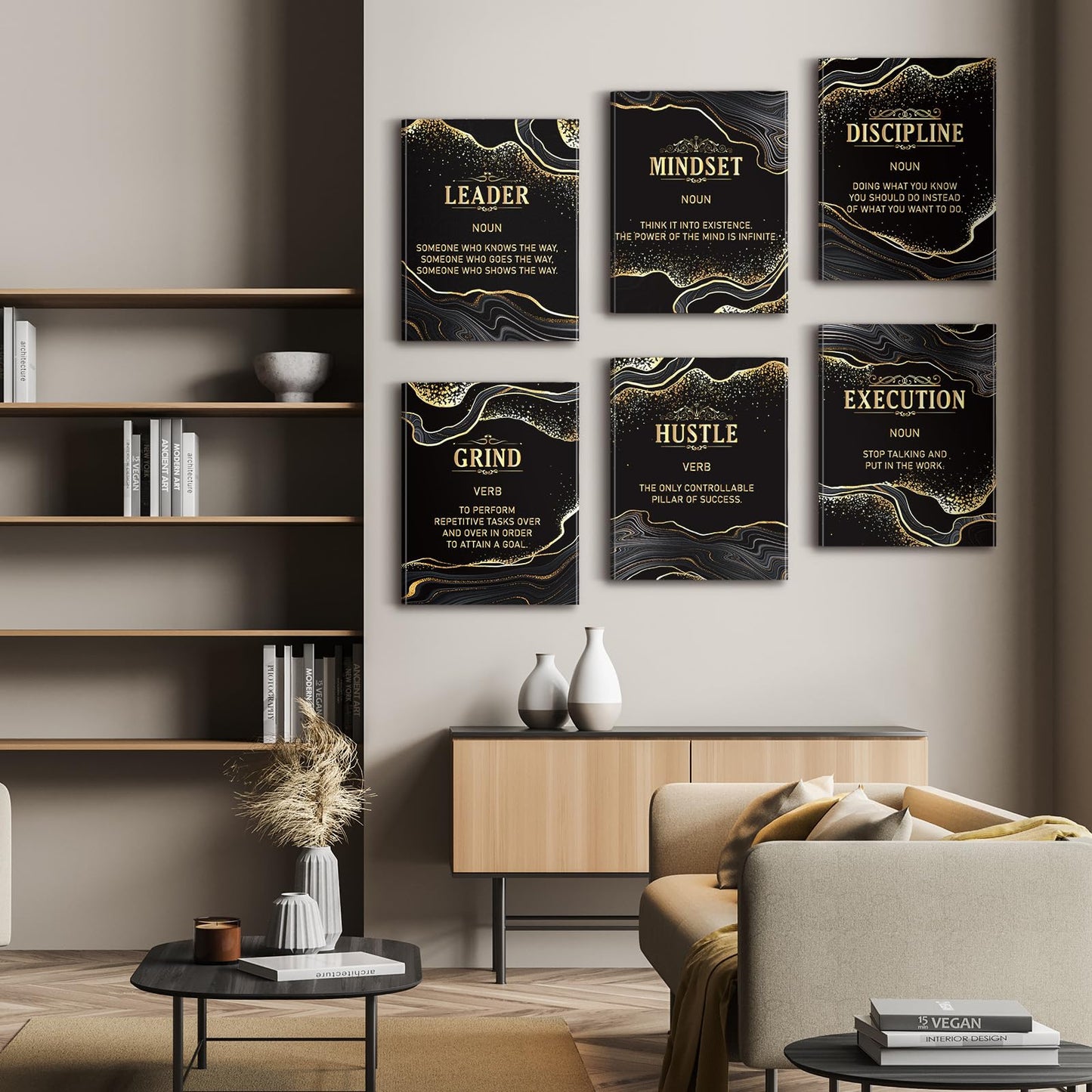 Geyoga 6 Pcs Inspirational Office Wall Art Motivational Quotes for Living Room Motivational Wall Decor Encouraging Canvas Posters Sayings for Wall Decor for Home Office 10 x 8 Inch