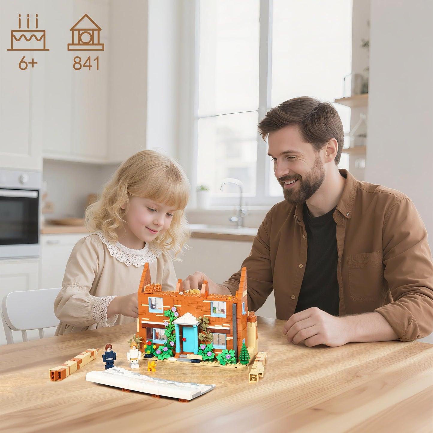 The Holiday Christmas Building Set, Rosehill Cottage Village Compatible with Lego – Cozy Winter House with Figures & Dog, Creative Display Gift for Adults, Movie Fans & Valentine’s Day