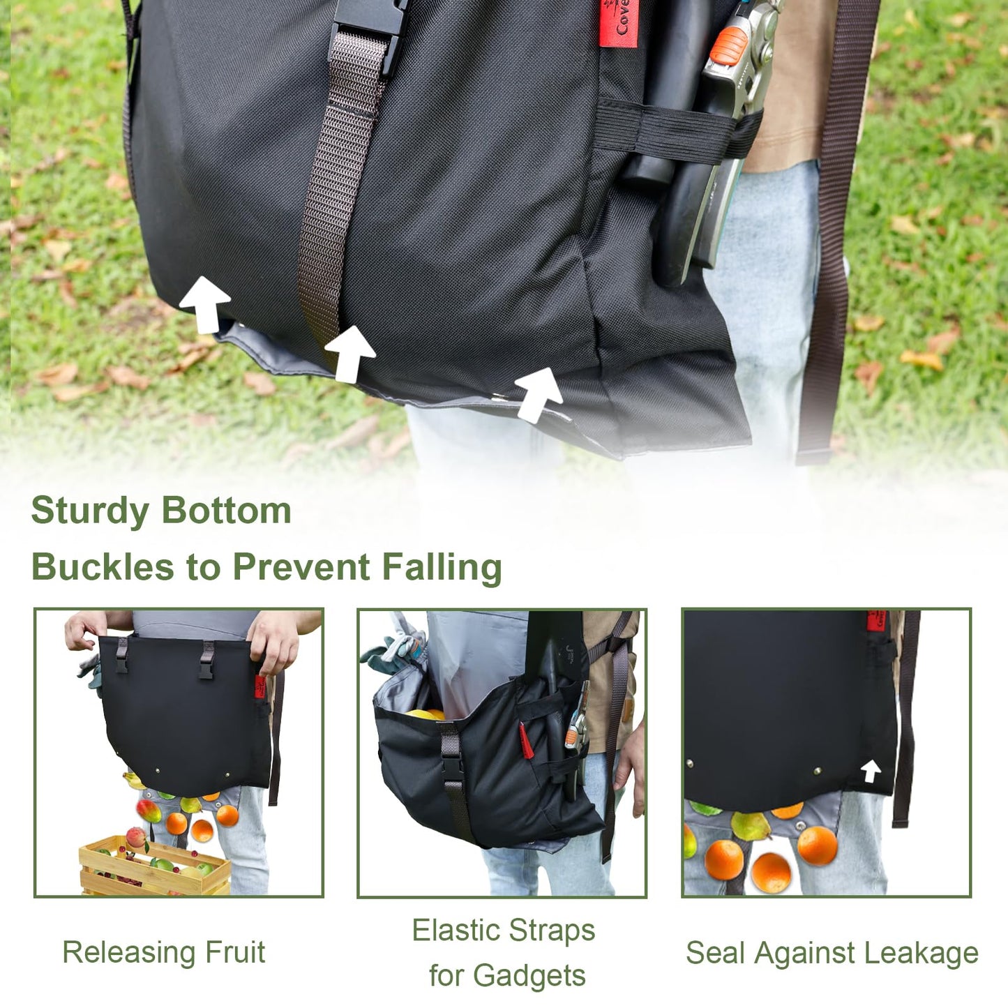 Cover Geny Gardening Apron Waterproof Cross Back Apron, 600D Heavy Duty Apron Harvest with Pockets, Adjustable Straps and Quick Release (BLACK)