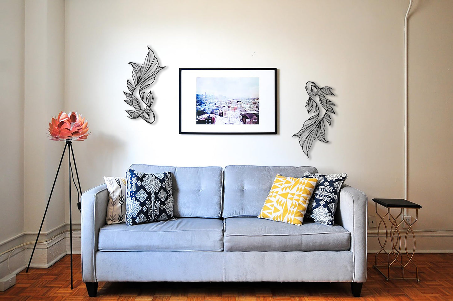 RESACO Koi Fish Metal Wall Art Japanese Art Wall Decor Iron Fish Gifts Asian Decorations for Living Room Bathroom Indoor Outdoor (Black 10.2 x 18.1 inches)