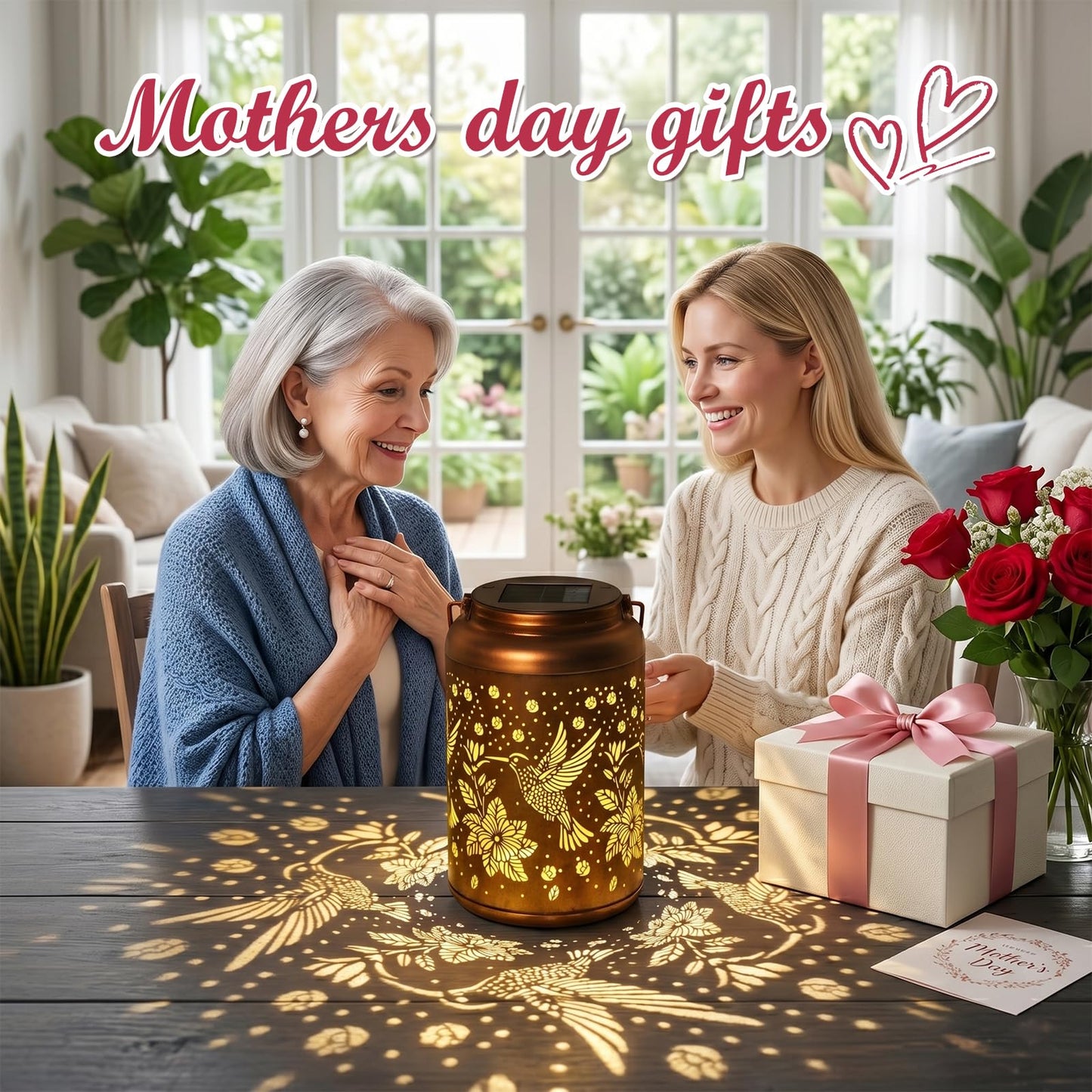 Mothers Day Gifts for Mom Grandma - Birthday Day Gifts for Women, Hummingbird Solar Lantern Outdoor Waterproof, Garden Decor