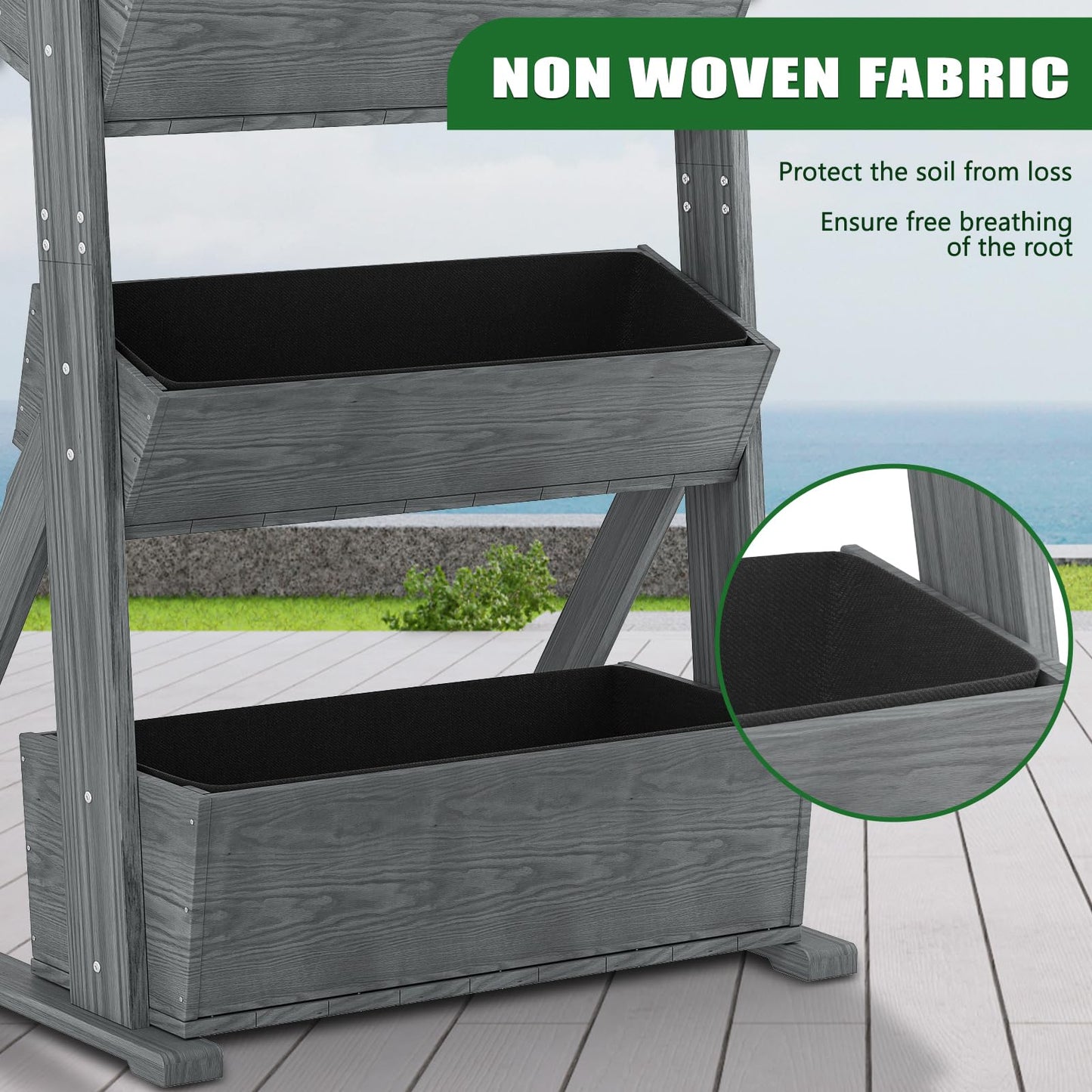 UrGROWA Wooden Vertical Raised Garden Bed, 4 Tier Garden Planters Raised Beds Freestanding Plant Stand Flower Rack Wooden Planter Box for Plants Herbs Flowers Vegetables Outdoor Indoor Gardening