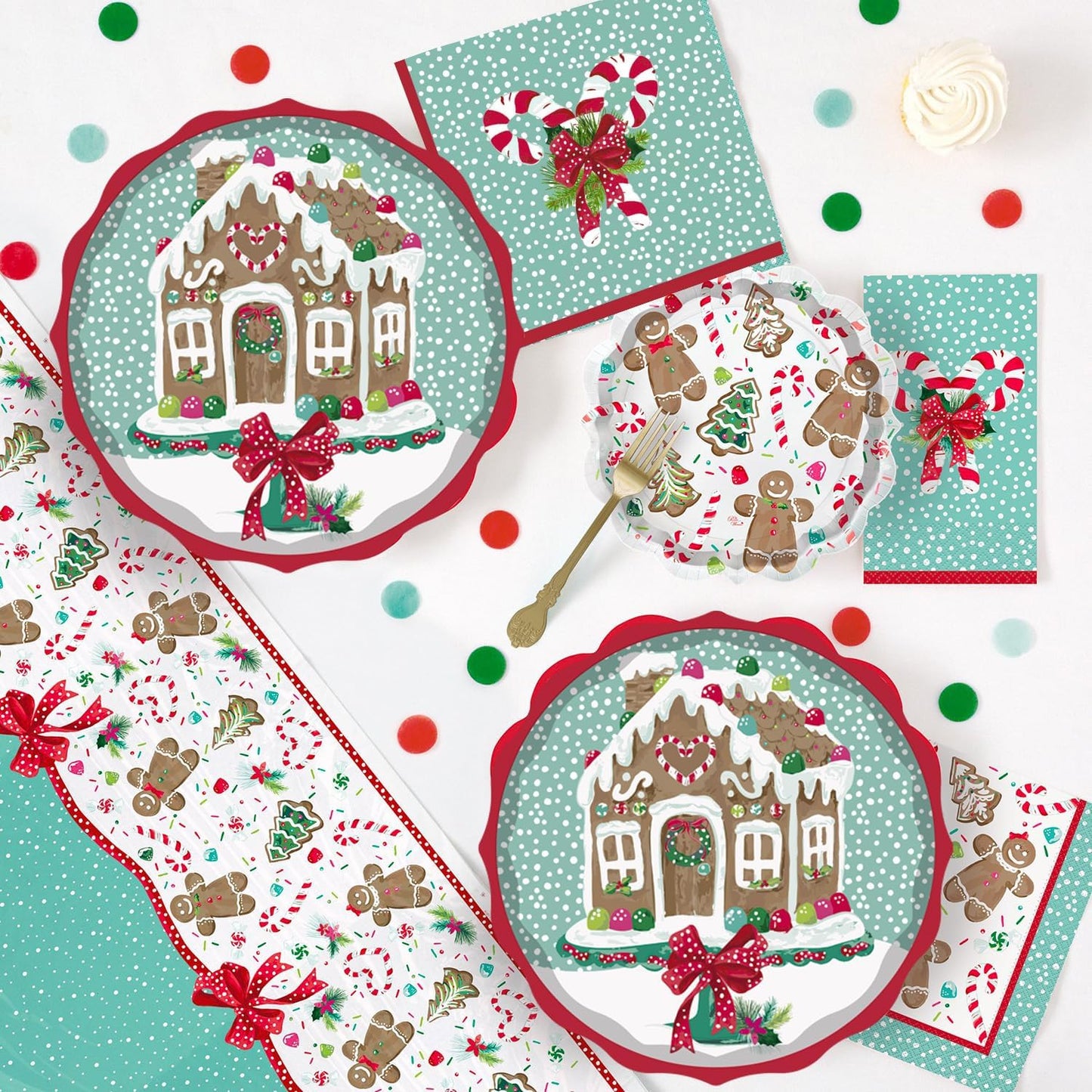 PAMMYAN Gingerbread House Paper Plates, 25 Set for kids Xmas Man Paper Plates, Perfect for School Gingerbread Party Christmas Winter Holiday Favor Supply Party