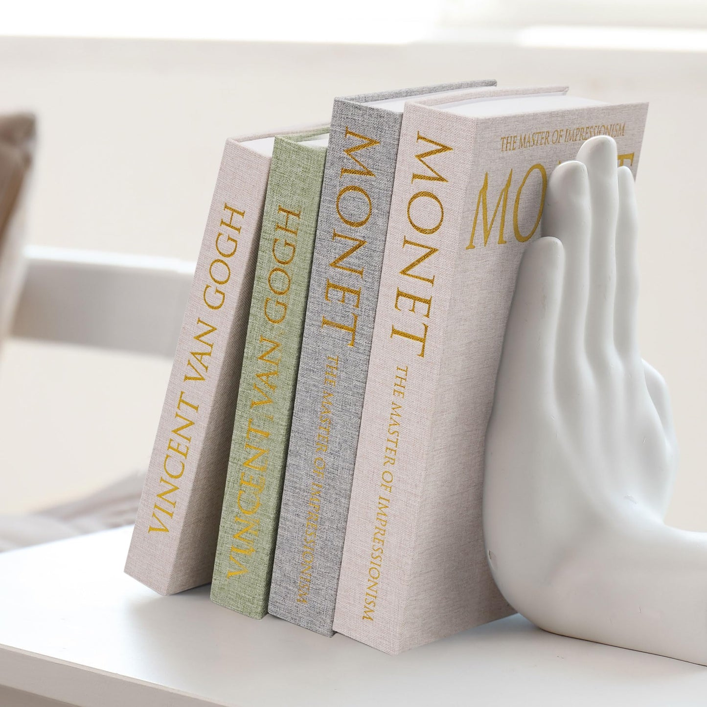 Hiwhy Decorative Book Storage Box Set of 2, Stylish Decorative Books, Linen Faux Book Storage Box for Bookshelf, Coffee Tables, Home Decor, Beige