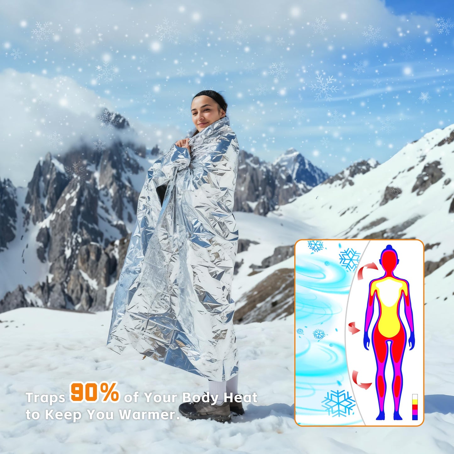 Aidehelp 24 Pack Emergency Blankets - Mylar Thermal Space Blankets for Survival and Protection - Ideal for Camping, Outdoors, Hiking, Rescue, Marathons