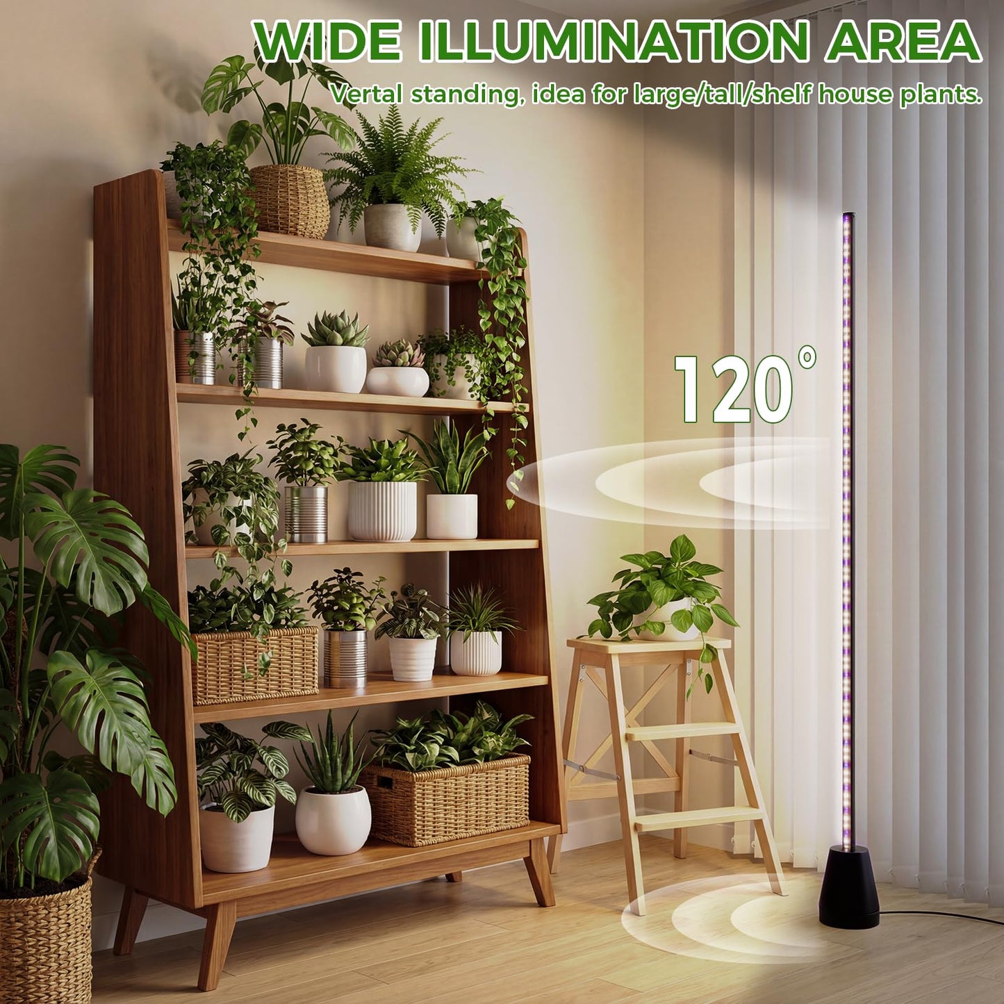 Grow Lights for Indoor Plants with Timer, 60 Inch Vertical Grow Light Full Spectrum 192 LEDs 24W with 3/6/12H Auto On/Off Remote 3 Light Modes 5-Level Dimmable Standing Plant Lamp